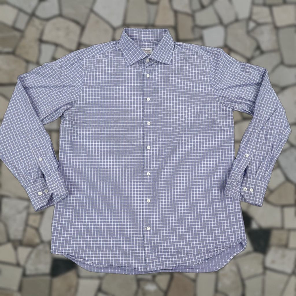 Vintage Stenstroms Shirt Mens XL Blue White Plaid Twofold Super Cotton Button Up Size US XL / EU 56 / 4 - 1 Thumbnail