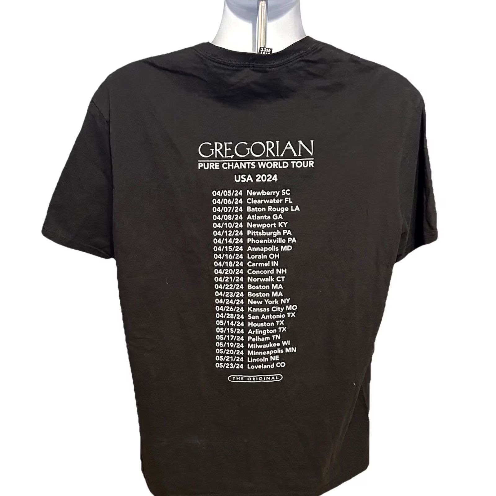 Vintage Gregorian Pure Chants World Tour USA 2024 Men's XL Black Short Sleeve Graphic Tee Size US XL / EU 56 / 4 - 2 Thumbnail