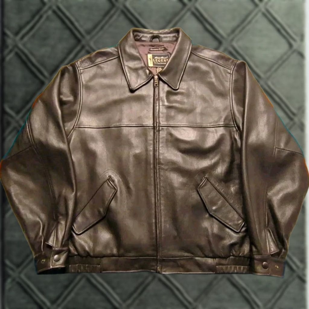 Eddie Bauer VINTAGE Eddie Bauer Leather Bomber Jacket Motorcycle Biker Zip Lined XL Tall Mens Size US XL / EU 56 / 4 - 1 Thumbnail