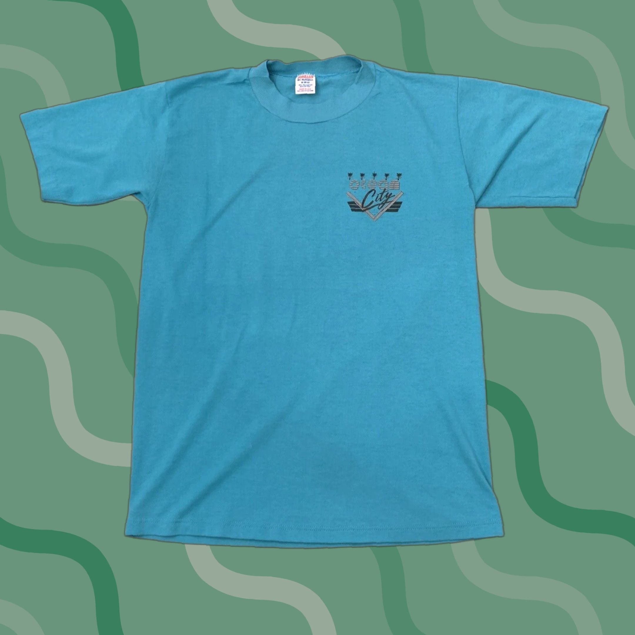 Jerzees VINTAGE Guess Ocean City T-Shirt Turquoise 90s Single Stitch Mens Size M Men’s Turquoise City Shirt Stitch 90s Mens Size US M / EU 48-50 / 2 - 1 Thumbnail