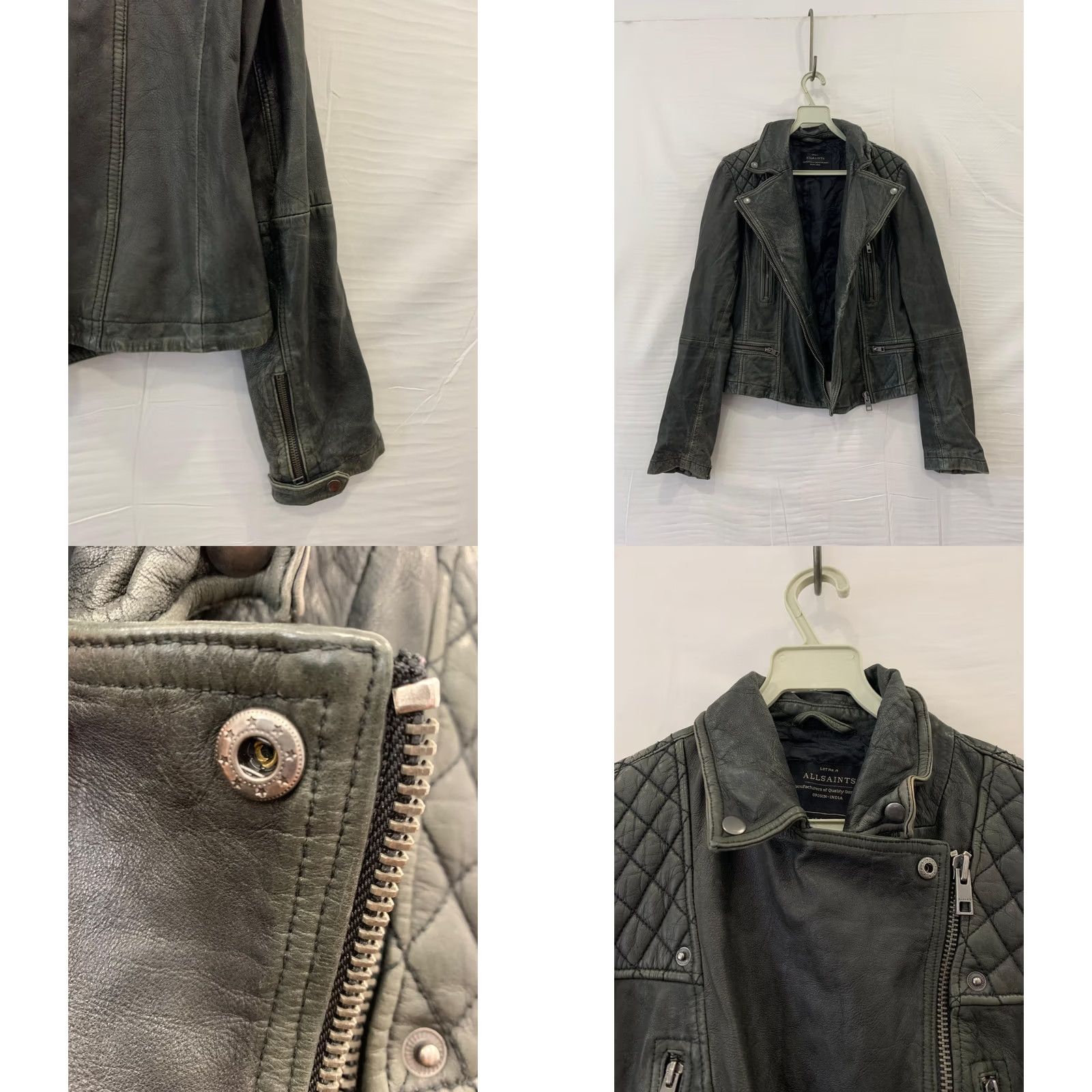 Allsaints AllSaints Cargo Biker Leather Jacket Black Women’s US 6 EU 38 Moto Quilted Womens Size M / US 6-8 / IT 42-44 - 9 Thumbnail
