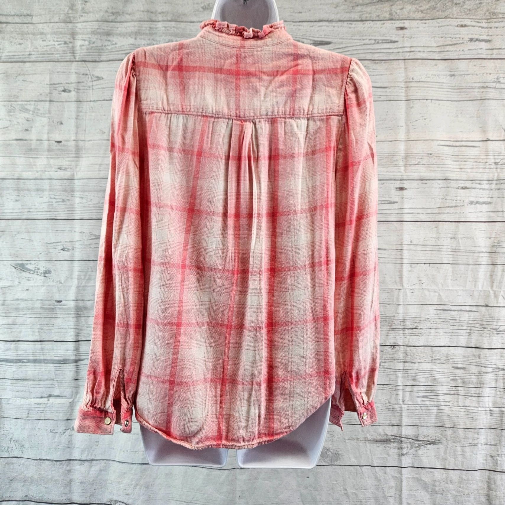 Gap Gap Shirt Womens Pearl Snap Size Small Pink Plaid Long Sleeve Cotton Blend Size S / US 4 / IT 40 - 4 Thumbnail
