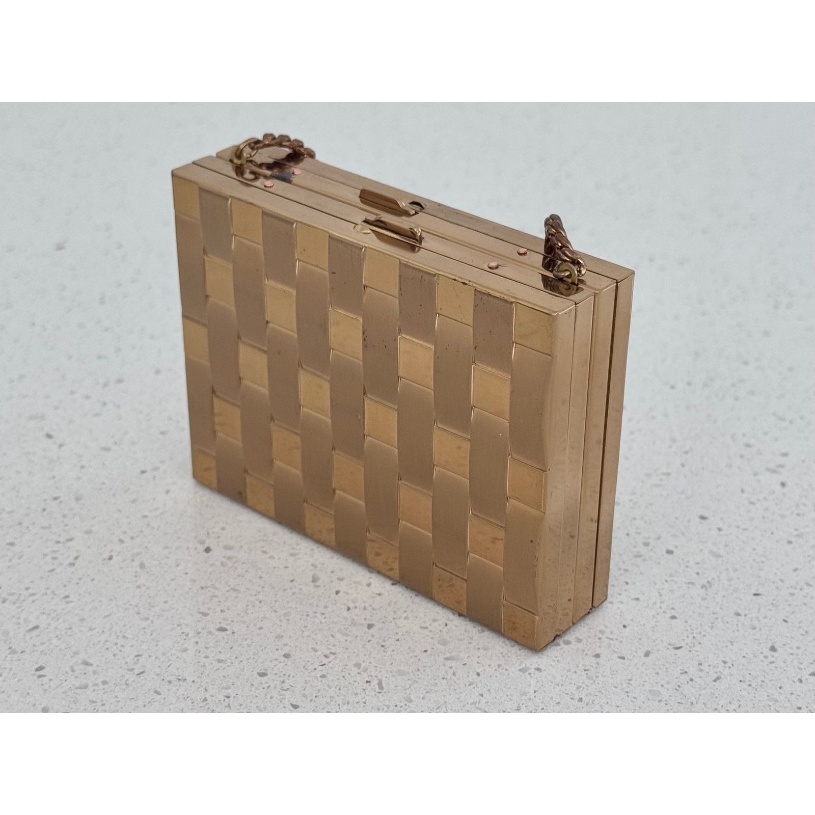 Vintage Vintage Miniaudiere & Makeup Gold Basket Weave Compact Case Size ONE SIZE - 6 Thumbnail