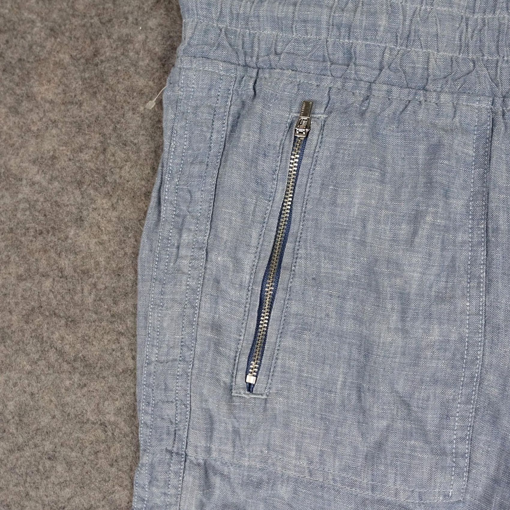 Athleta Athleta Pants Womens 6 Blue Linen Jogger Elastic Waist Zip Pocket Ankle Cuff Tapered Regular Inseam 26 in Casual Womens Size 28" / US 6 / IT 42 - 5 Thumbnail