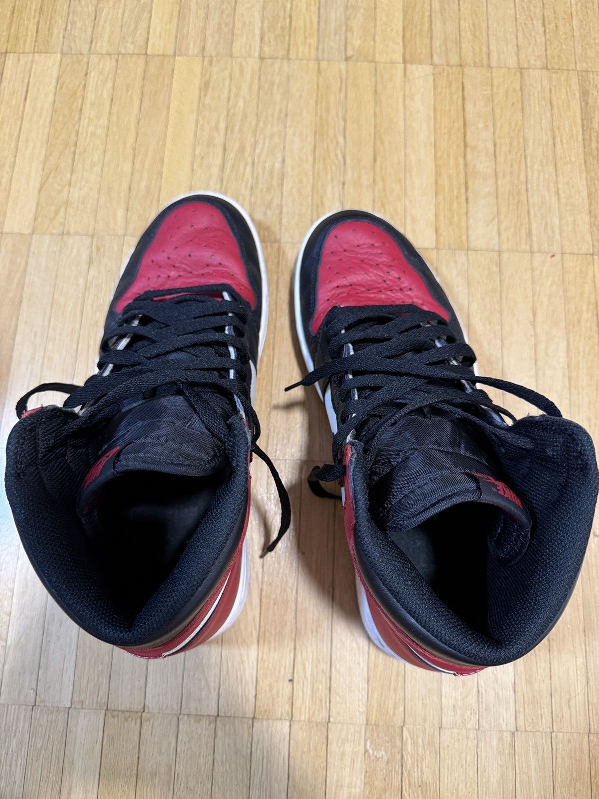 Jordan Brand × Nike Nike Air Jordan 1 High OG Bred Toe Size US 10 / EU 43 - 4 Thumbnail