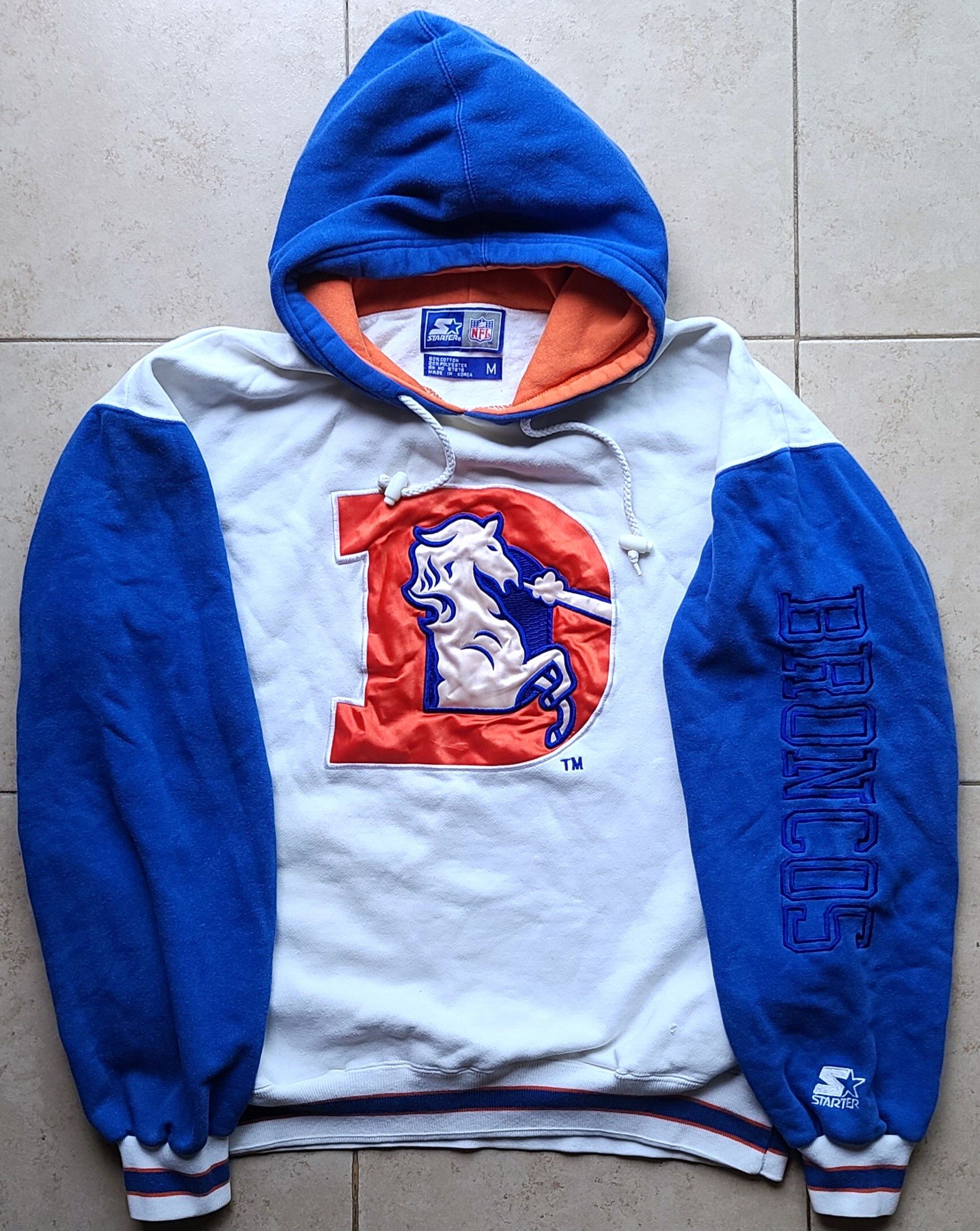 Starter Denver Broncos 90s STARTER hoodie M white NFL vtg Size US M / EU 48-50 / 2 - 1 Thumbnail