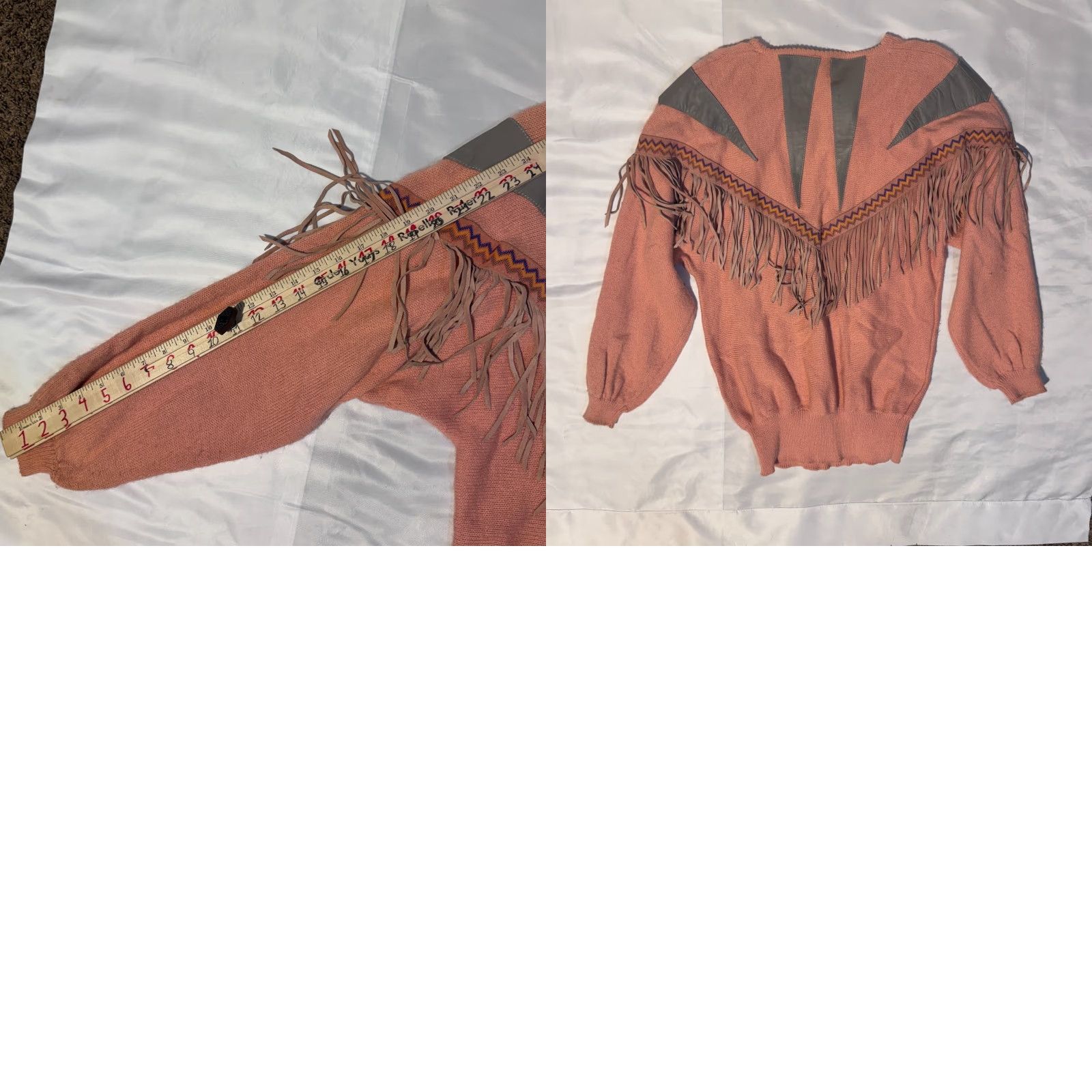 Vintage VINTAGE Pioneer Wear Pink Pastel Fringe Southwestern Sweater Size M Western 1980s Leather Casual Mens Ladies Girls Womens Size M / US 6-8 / IT 42-44 - 8 Thumbnail
