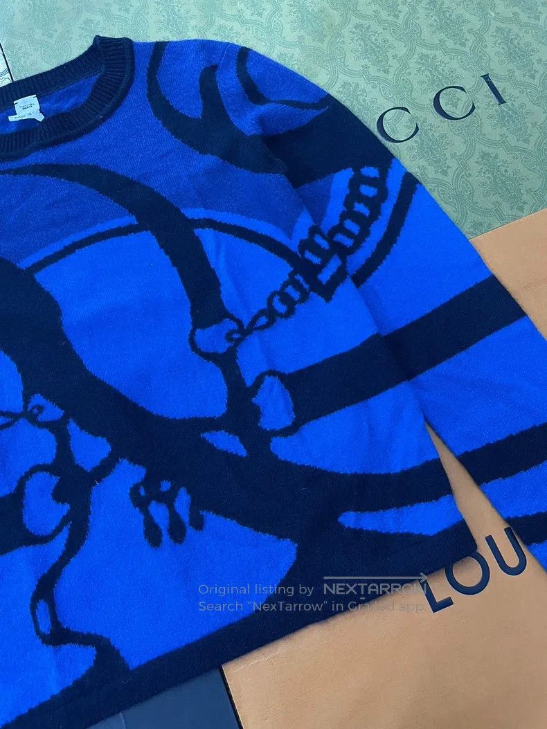 Hermes Hermes Blue and Black Blended Cashmere Knit Sweater Size XS / US 0-2 / IT 36-38 - 2 Thumbnail