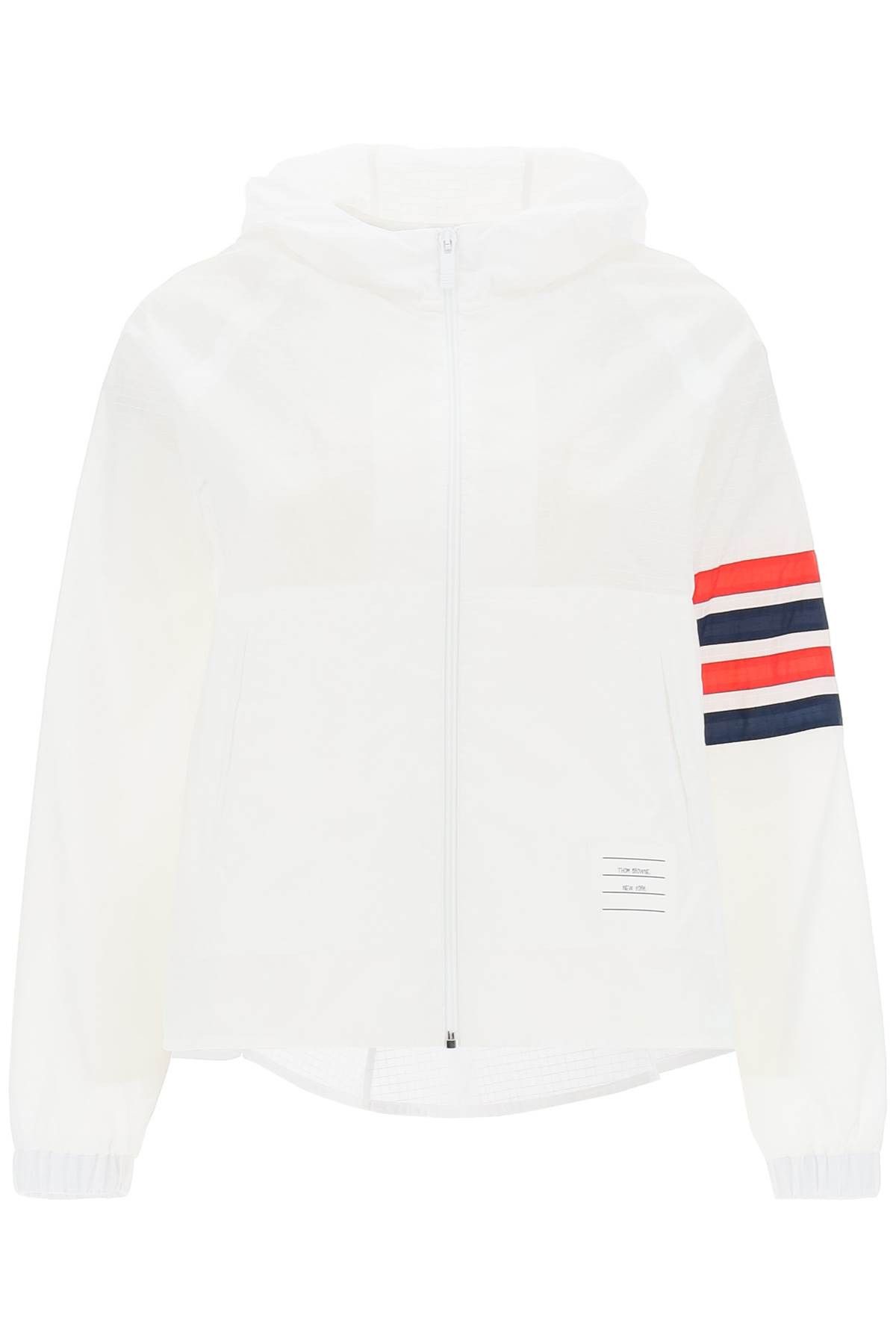 image of Thom Browne 4-Bar Jacket In Ripstop in White, Women's (Size XS)