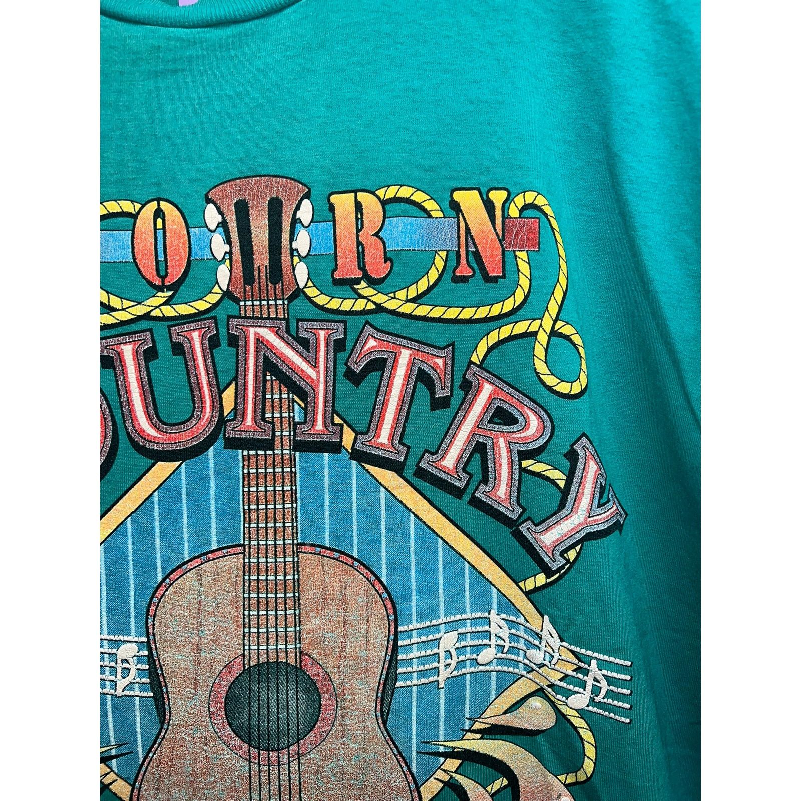 Vintage Vintage Country Music Shirt Born Guitar Arkansas Teal Tee XL Size US XL / EU 56 / 4 - 4 Thumbnail