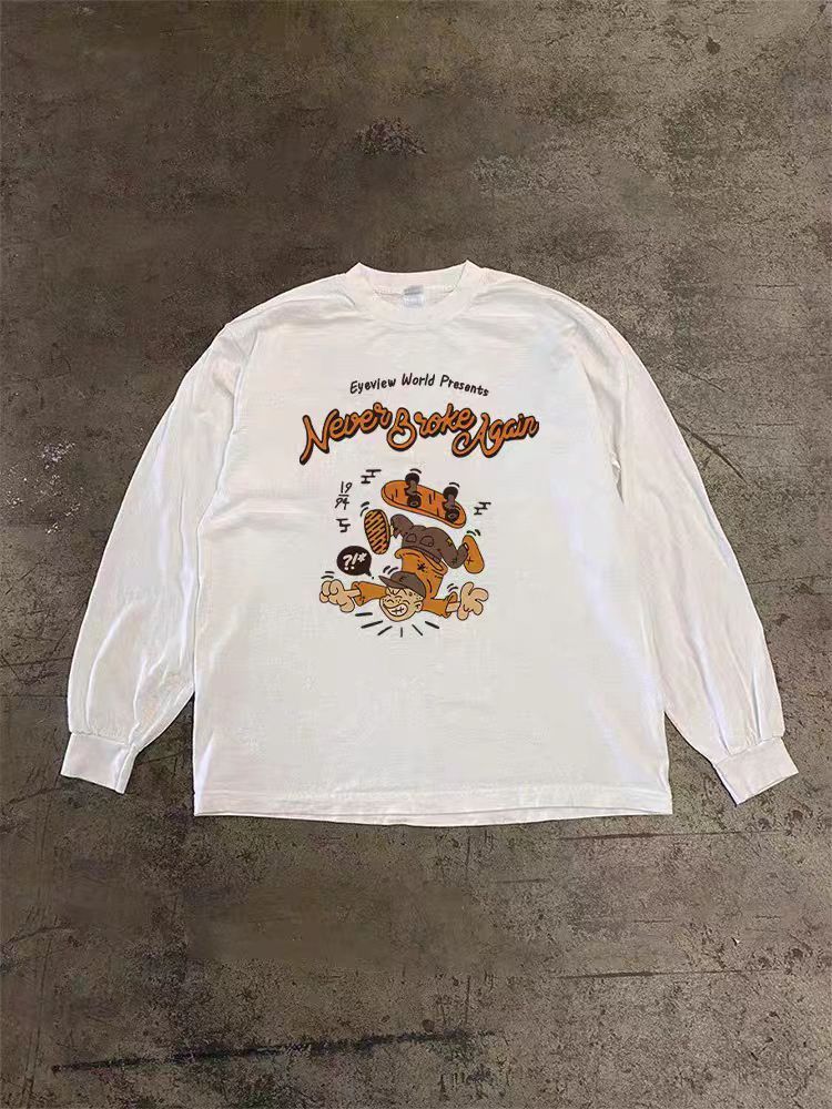 Vintage Street fashion retro skateboard print long sleeve t-shirt Size US M / EU 48-50 / 2 - 1 Thumbnail