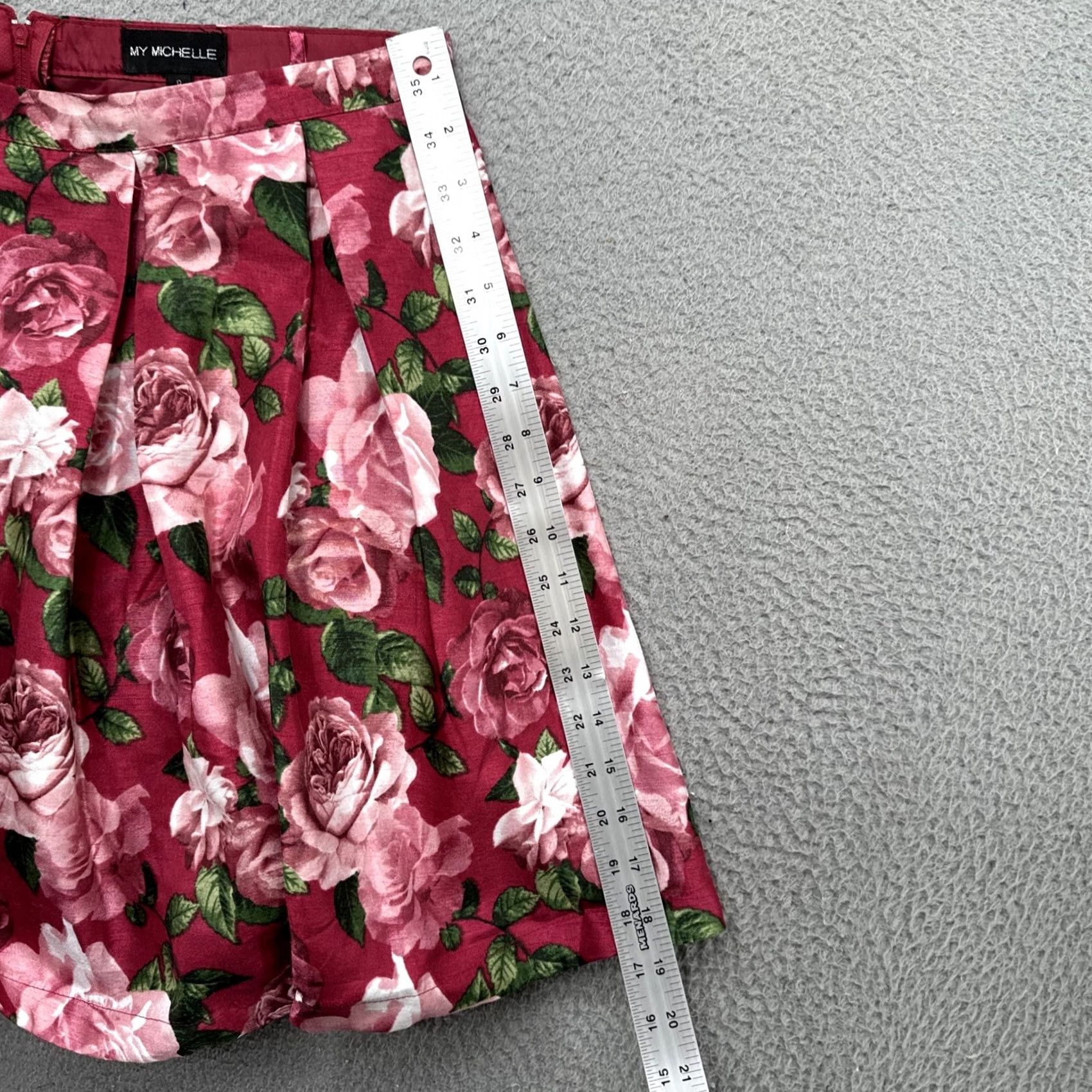 Vintage VINTAGE My Michelle Floral Skirt Womens Juniors 9 Pink Magenta Pleated Short Skirt 90s Womens Size 30" / US 8 / IT 44 - 5 Thumbnail