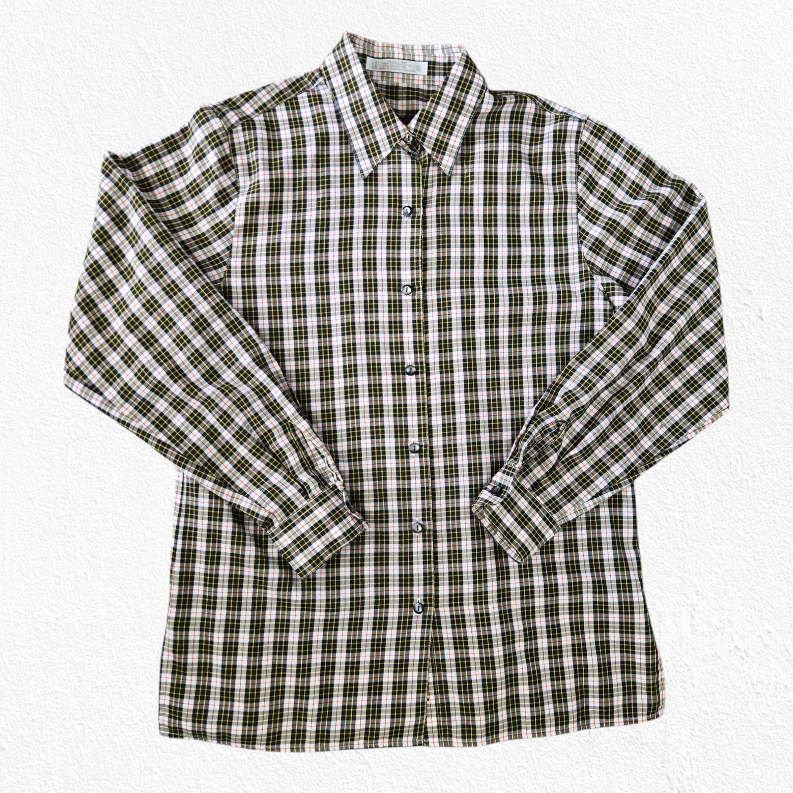 Vintage Vintage Black White Checkered Plaid Button-Up Shirt Size 4 Size S / US 4 / IT 40 - 2 Thumbnail