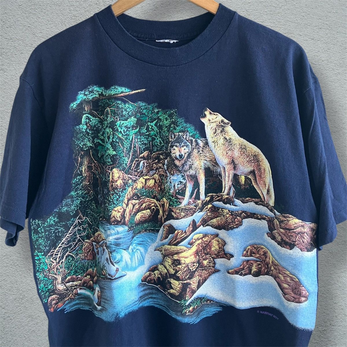 Other Vintage 90s Wrap Around Wolf Nature Tee Shirt Animal Habitat Size US L / EU 52-54 / 3 - 3 Thumbnail