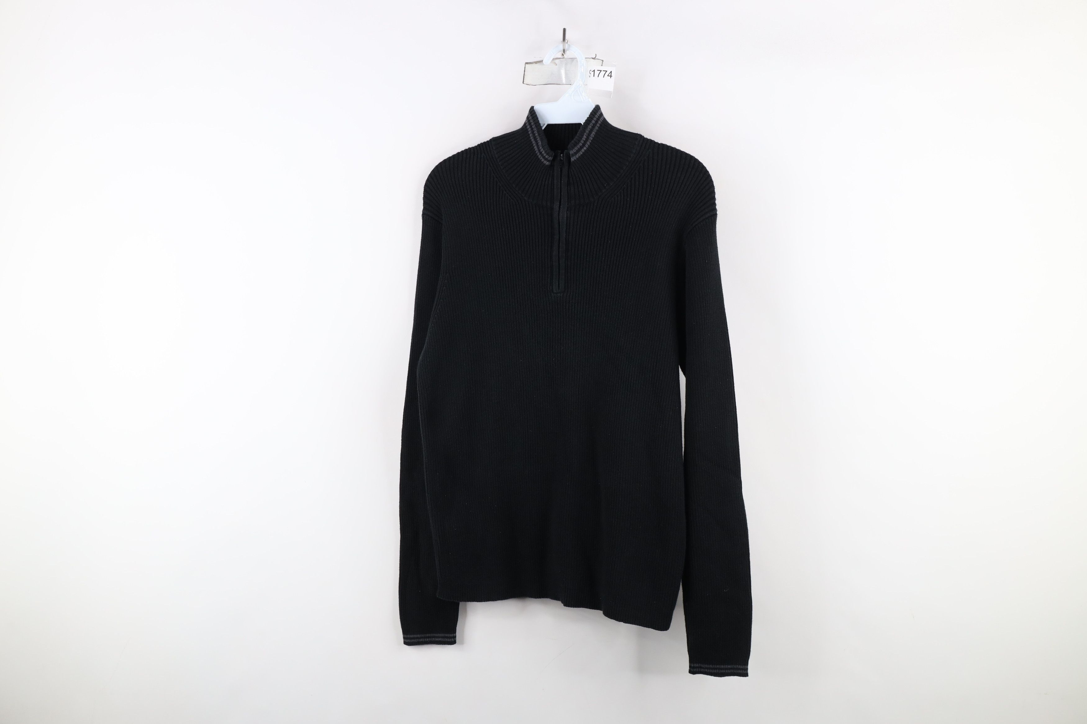 Gap Vintage 90s Y2K Gap Blank Ribbed Knit Half Zip Sweater Black Size US S / EU 44-46 / 1 - 1 Thumbnail
