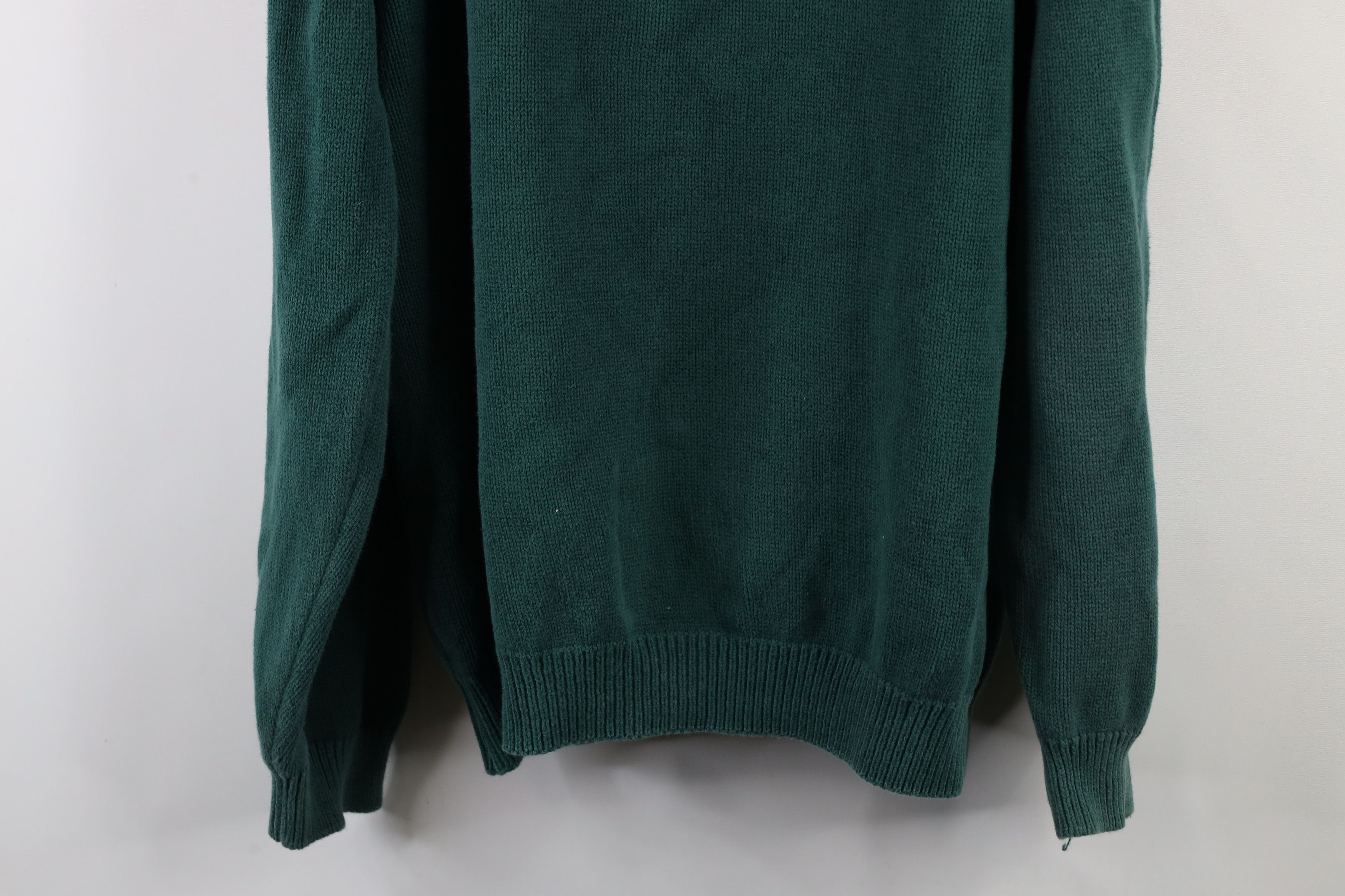 Lands' End × Vintage Vintage 90s Lands End Cotton Knit V-Neck Sweater Green USA Size US XXL / EU 58 / 5 - 11 Thumbnail