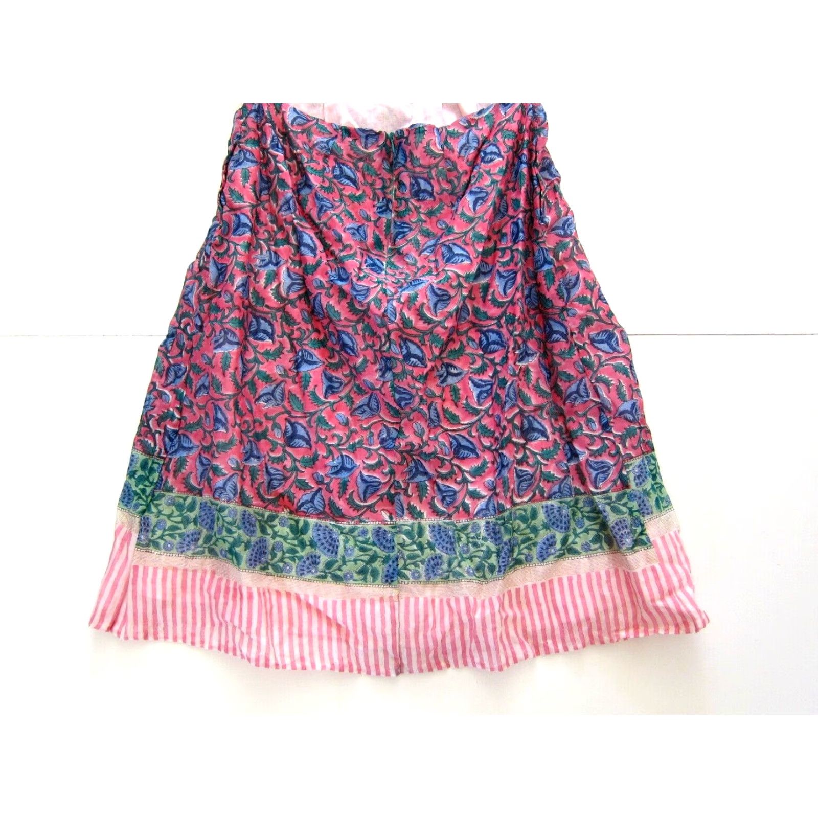 Vintage Zindagi Evleena 100% Cotton Pink Blue Green Floral Pocket Slip Tank Sun Dress L Size L / US 10 / IT 46 - 6 Thumbnail
