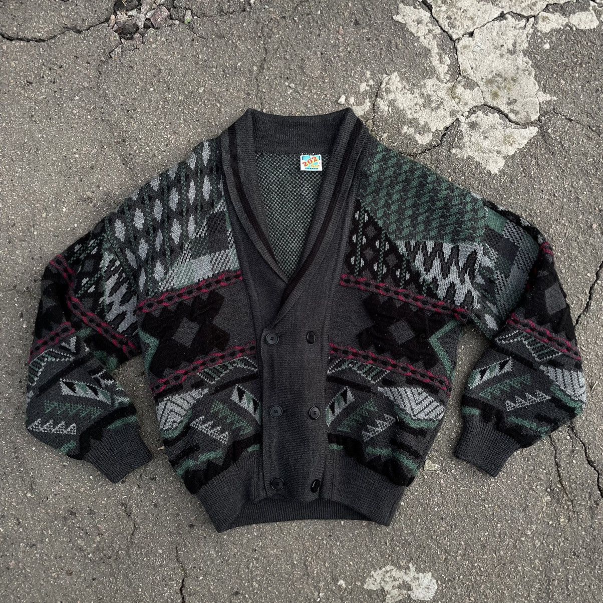 Vintage Vintage Knit Cardigan Size M Geometric Pattern Herringbone Size US M / EU 48-50 / 2 - 1 Thumbnail
