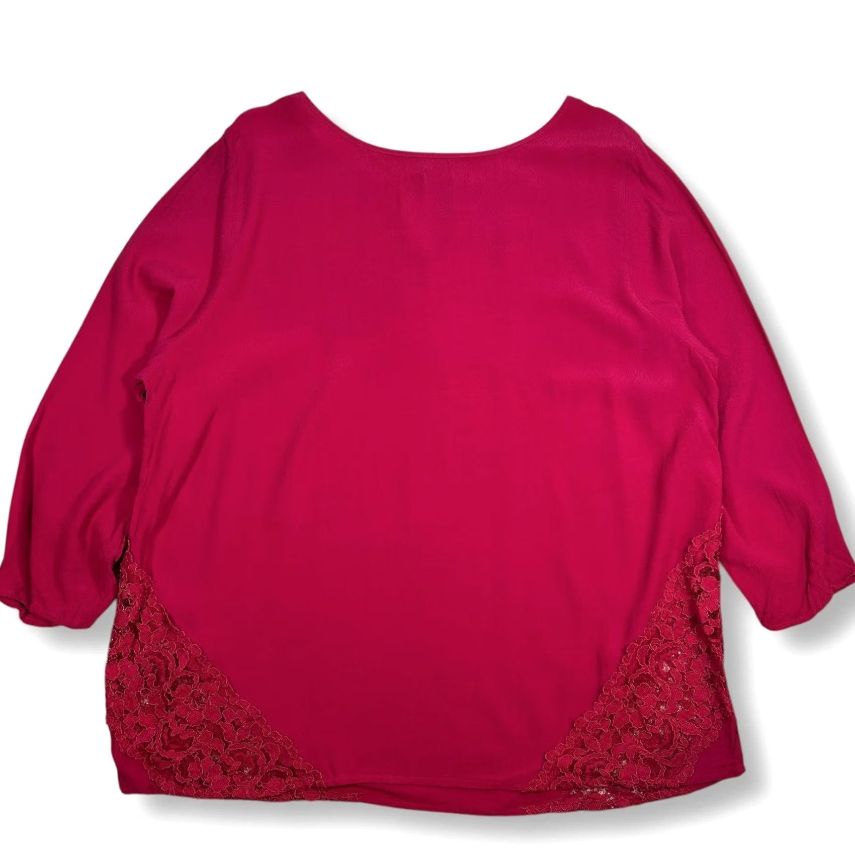 Gap Gap Blouse Top Keyhole Neckline 3/4 Sleeve Lace Detail Pink Womens XXL Size XXL / US 16-18 / IT 52-54 - 2 Thumbnail