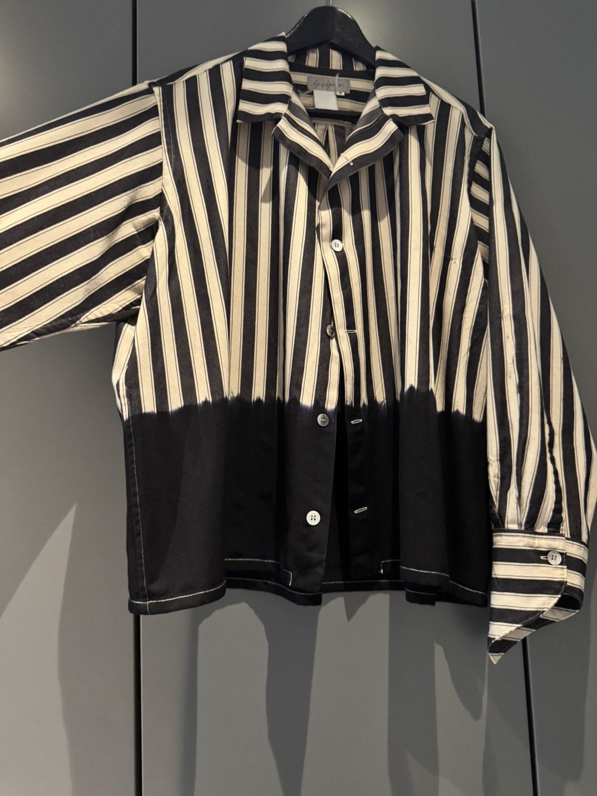 Yohji Yamamoto vintage Yohji Yamamoto cropped striped shirt oversized M-XL Size US M / EU 48-50 / 2 - 2 Thumbnail