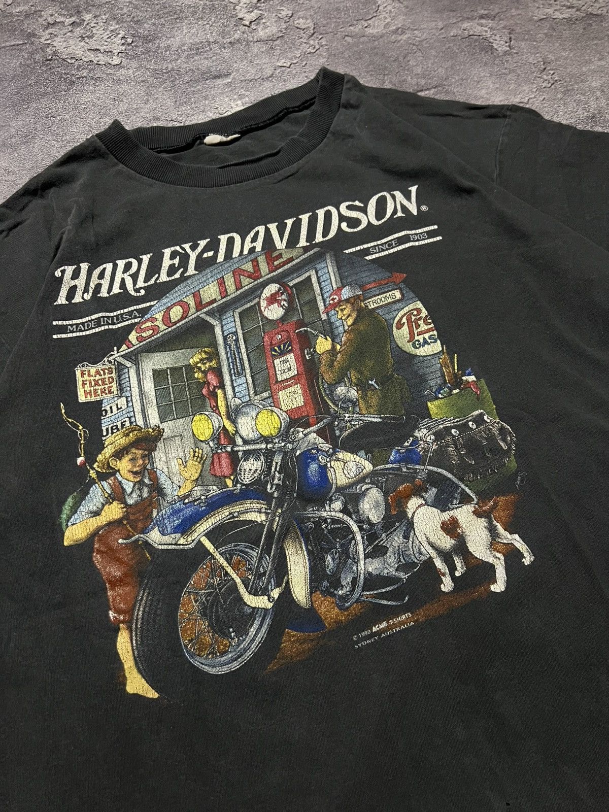Harley Davidson Harley Davidson 1990 Gasoline Motorcycle 3D Emblem Tee 90s Size US XL / EU 56 / 4 - 2 Thumbnail