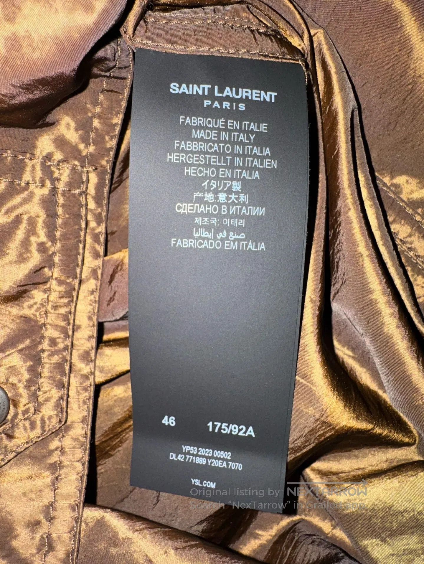 Yves Saint Laurent Saint Laurent 2024 Bronze Men's Jacket. Size US S / EU 44-46 / 1 - 5 Thumbnail
