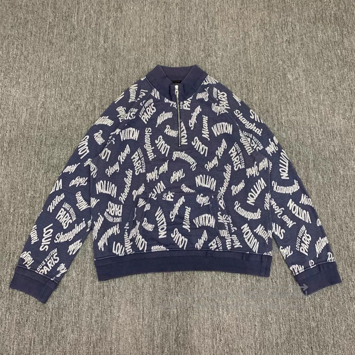Louis Vuitton Blue Graphic Print Half-Zip Sweatshirt XXL. Size US XXL / EU 58 / 5 - 1 Thumbnail