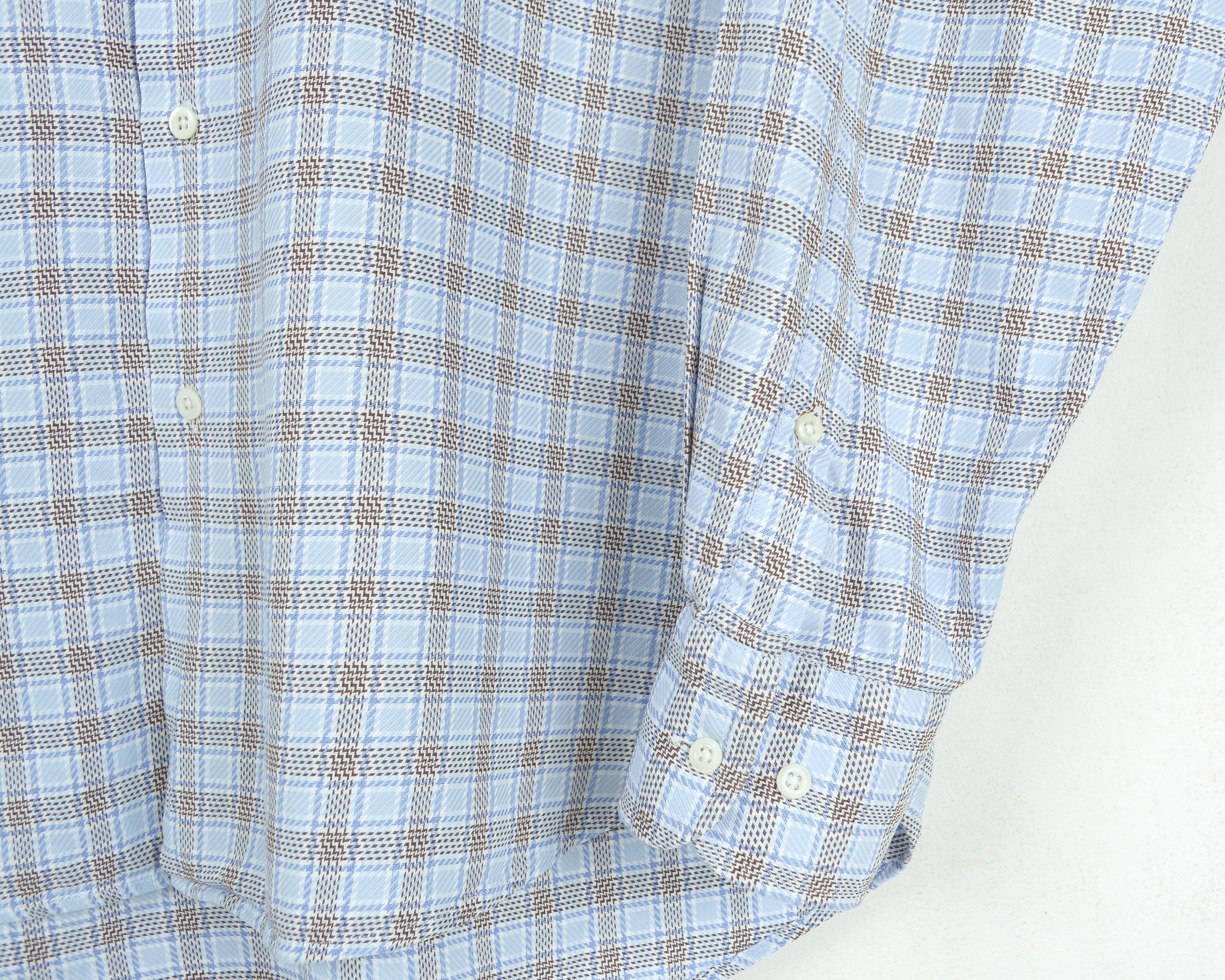 Hugo Boss 44 Formal Shirt Long Sleeve Check Tartan Cotton Top Size 44R - 4 Thumbnail