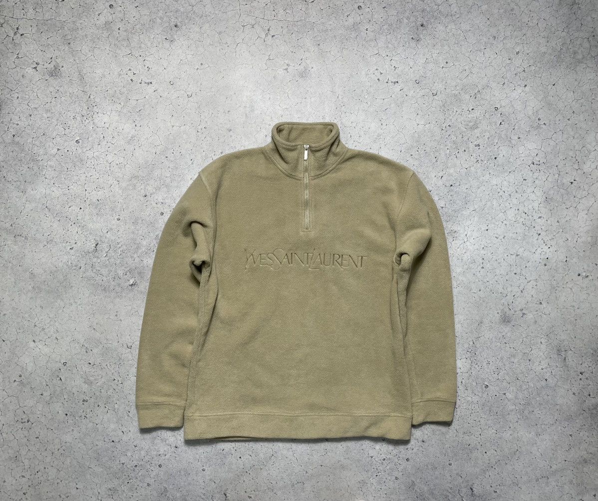 Yves Saint Laurent Fleece Sweatshirt 1/4 Zip Big Logo YSL