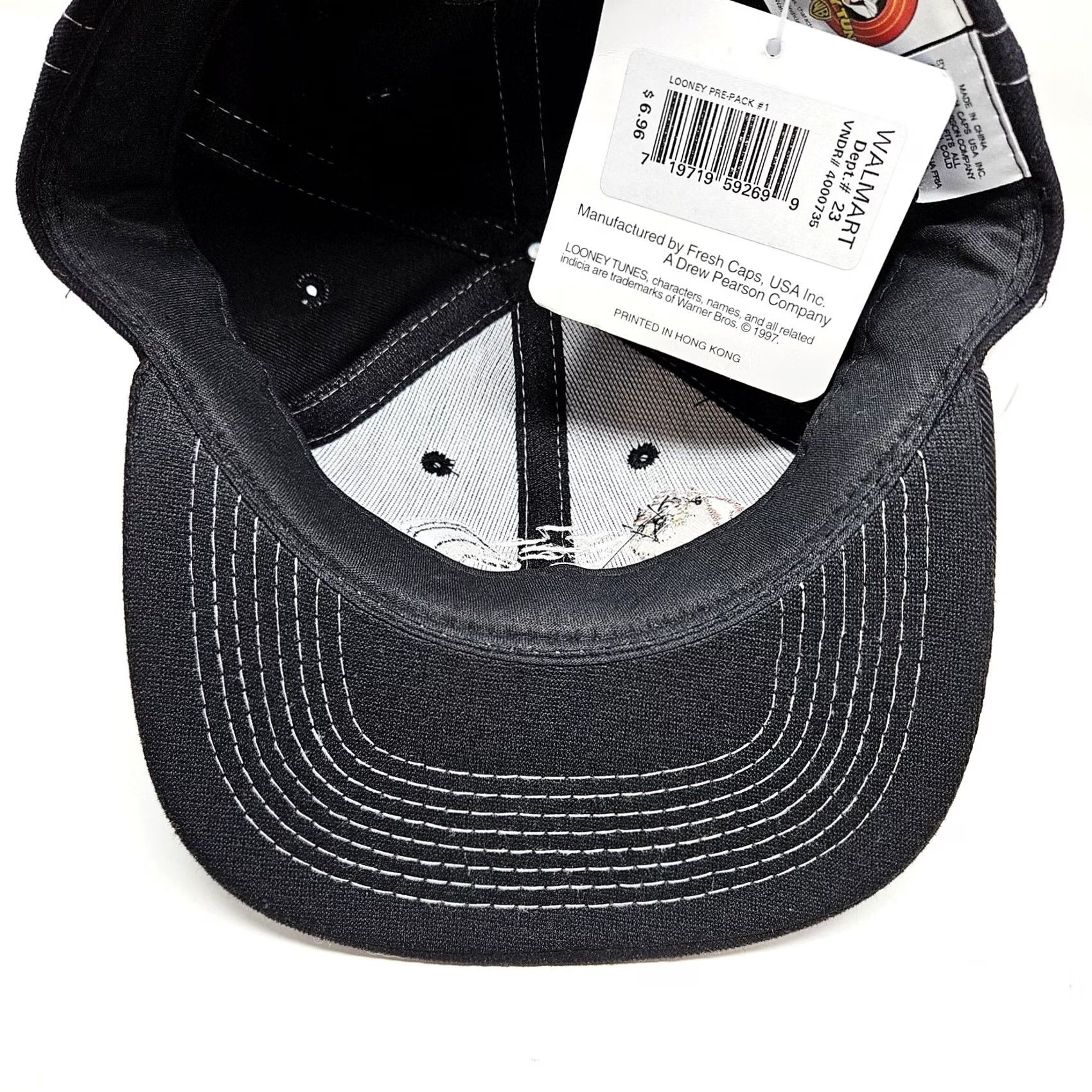 Vintage Looney Tunes Hat Cap Baseball Snap Back One Size Black Mens Taz Pepe Le Pew Cap Hat Size ONE SIZE - 6 Thumbnail