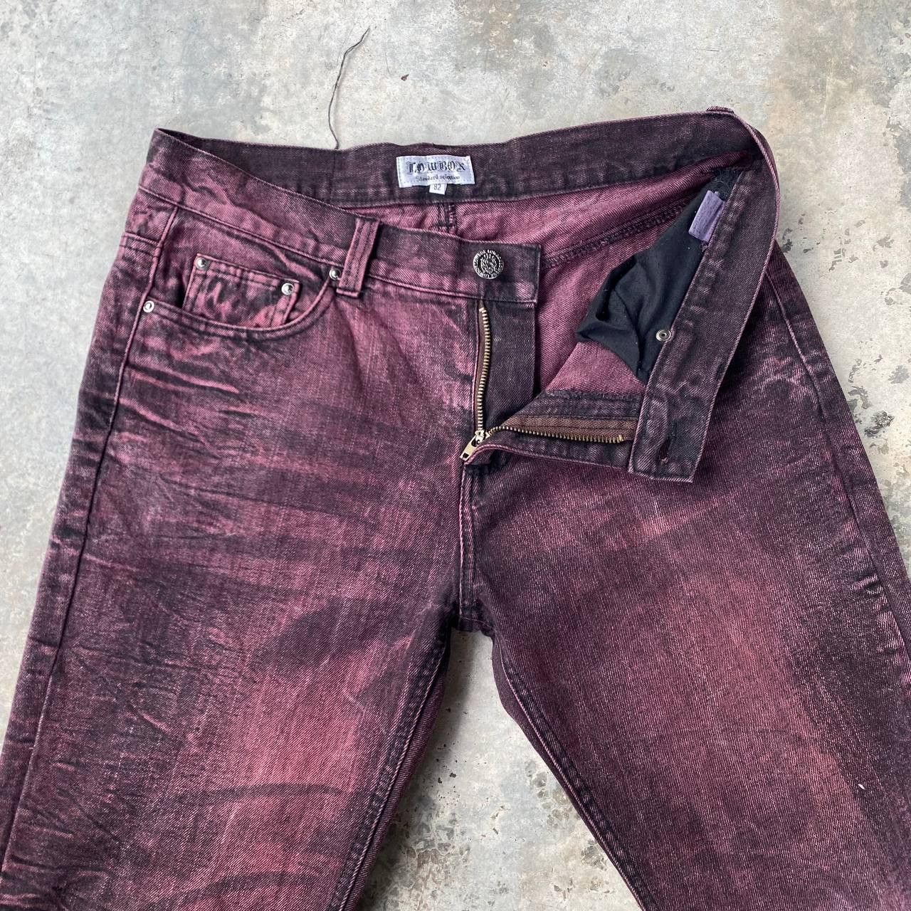 If Six Was Nine × LOWBOX × Tornado Mart LOWBOX JAPAN WINE-RED DYE FISHBONE STRAIGHT LEG IN W30X33 Size US 30 / EU 46 - 2 Thumbnail