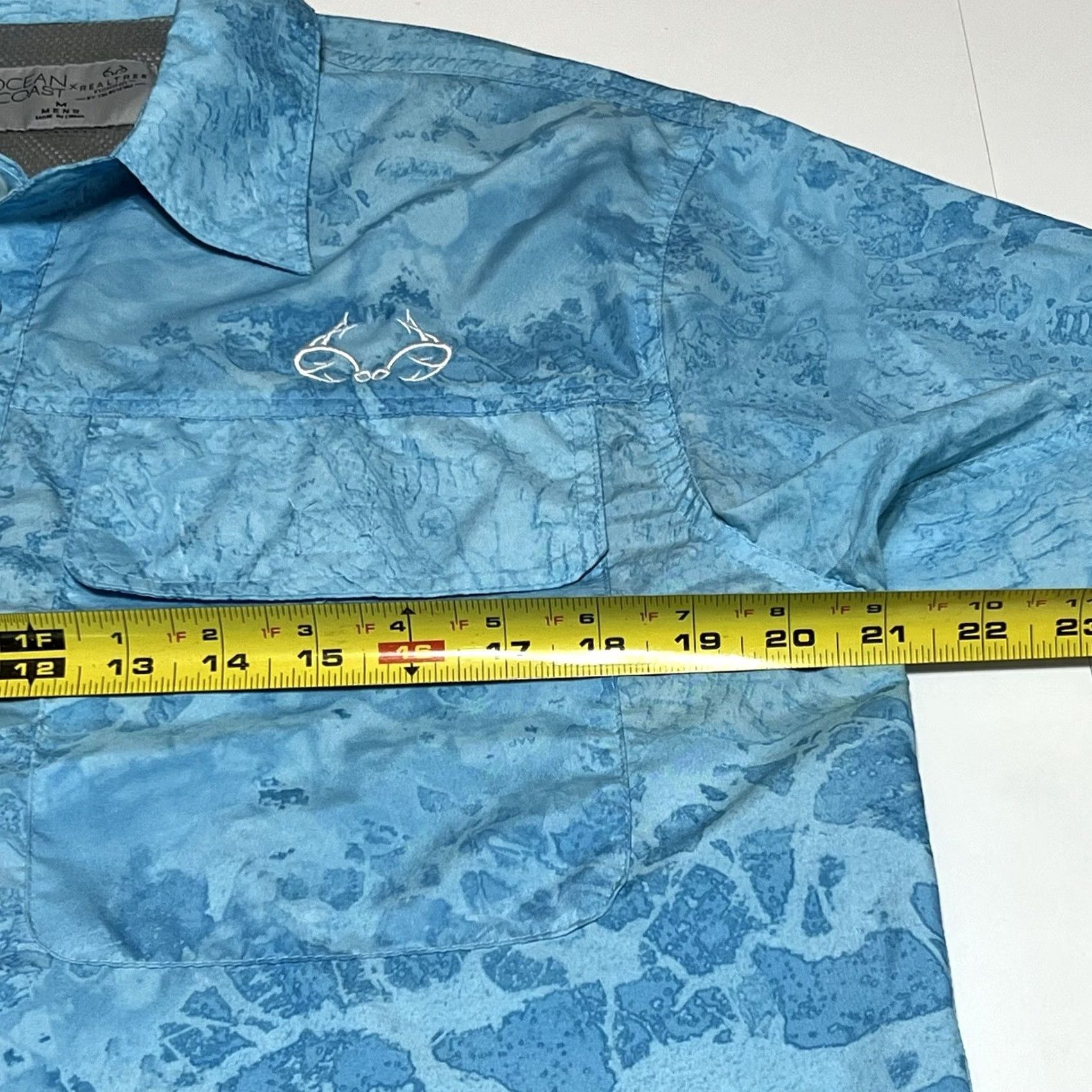 Realtree Realtree Ocean+Coast Mens M Blue Camouflage Print Short Sleeve Button-Up Shirt Size US M / EU 48-50 / 2 - 6 Thumbnail