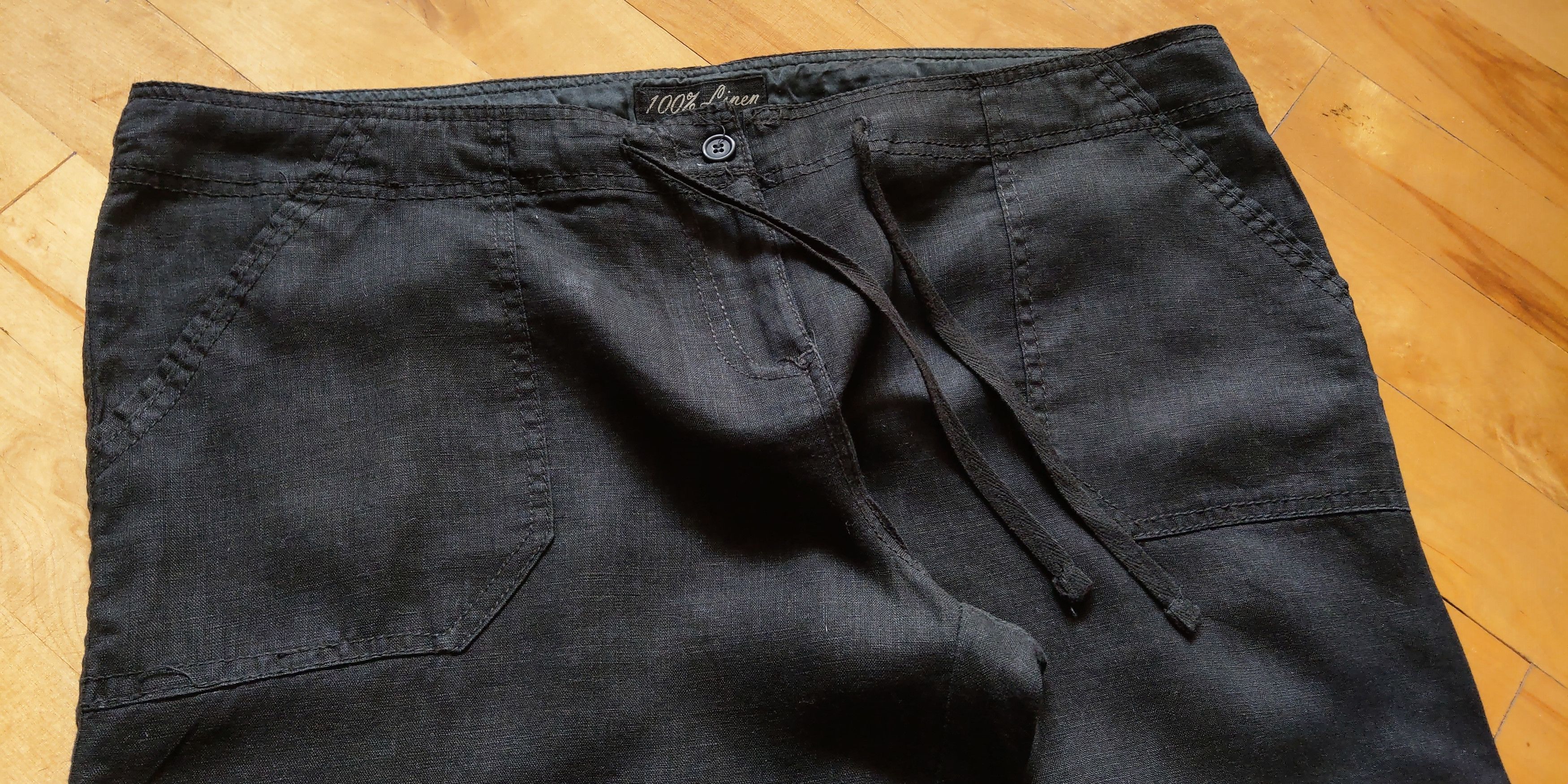 Vintage 100% Linen Pants Wide Minimal Flared y2k Vintage Darkfashion Size US 34 / EU 50 - 3 Thumbnail