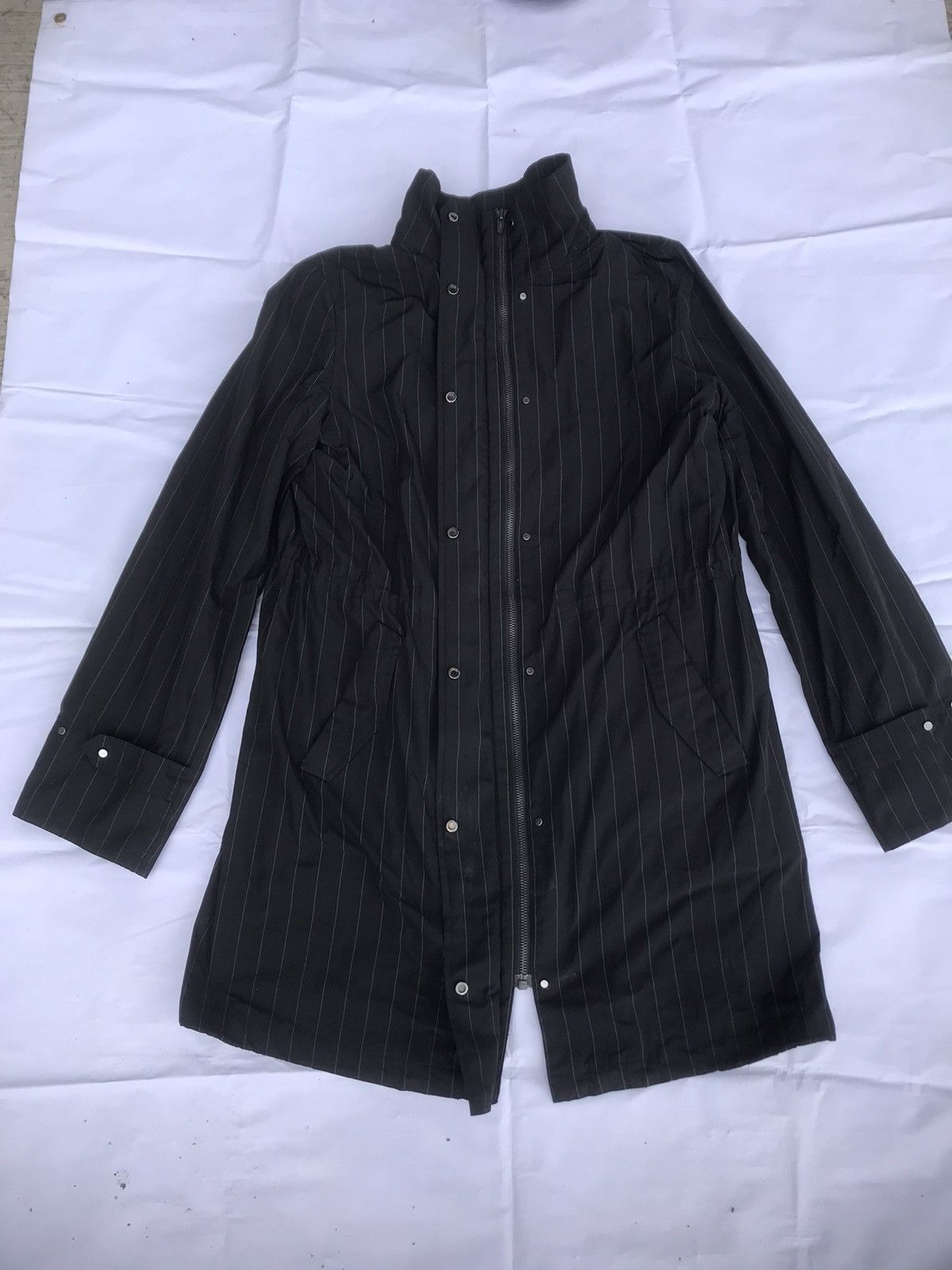 Comme Ca Ism × Designer × Japanese Brand Comme Ca Du Mode Japan Pinstripe Fleece Lined Zipper Coat Size M / US 6-8 / IT 42-44 - 2 Thumbnail
