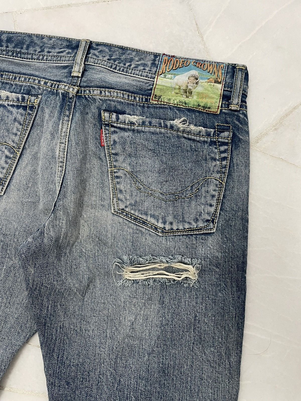 Japanese Brand Vintage Rodeo Crowns Distressed Jeans Size 32" / US 10 / IT 46 - 5 Thumbnail