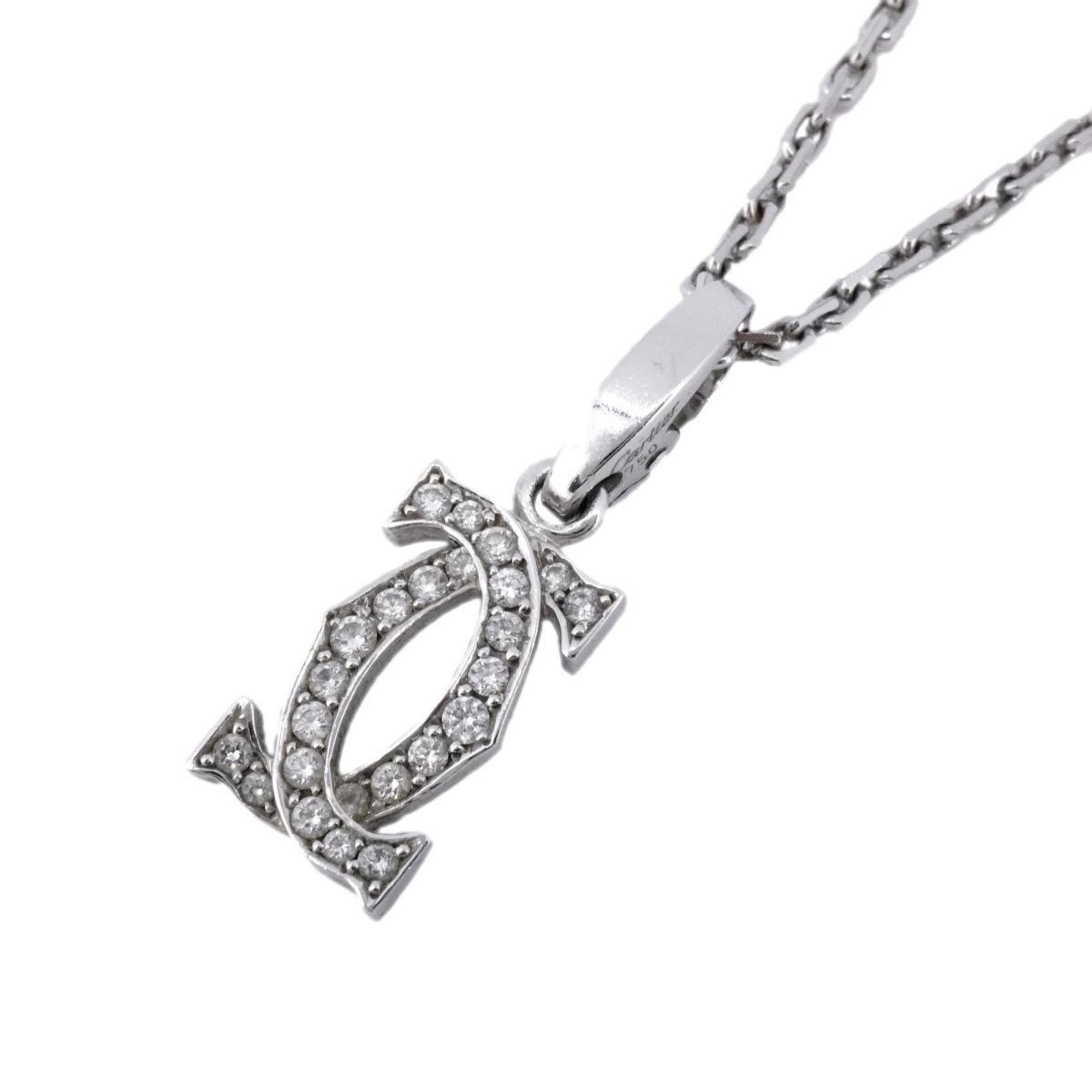 image of Cartier Necklace 2C Diamond K18Wg White Gold Ladies, Women's