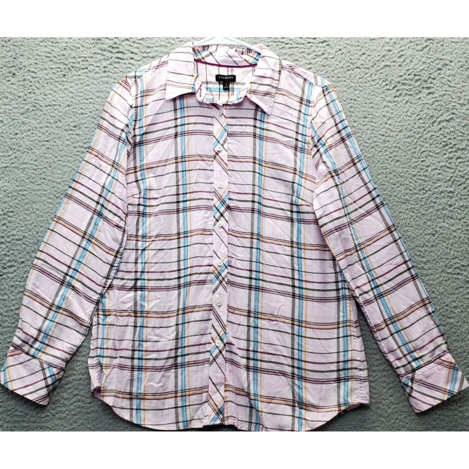 Talbots Talbots Womens Small Multicolor Check Long Sleeve Button Up Shirt - Casual, Cotton, 100% Cotton, Regular Fit, White/Multicolor, Size S Size S / US 4 / IT 40 - 2 Thumbnail