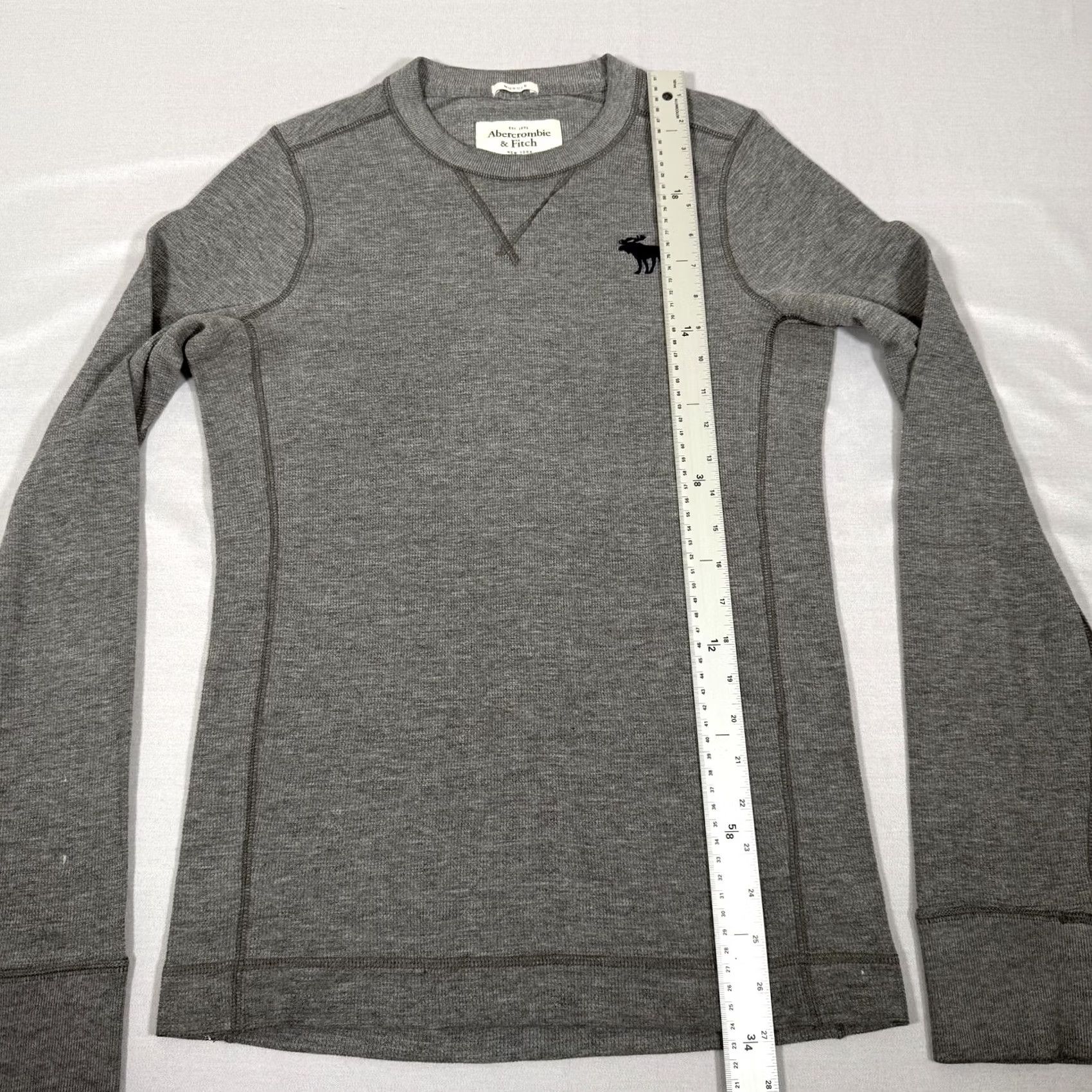 Abercrombie & Fitch Abercrombie & Fitch Shirt Men M Gray Waffle Knit Thermal Slim Fit Crew Neck Embroidered Logo Classic Casual Size US M / EU 48-50 / 2 - 6 Thumbnail