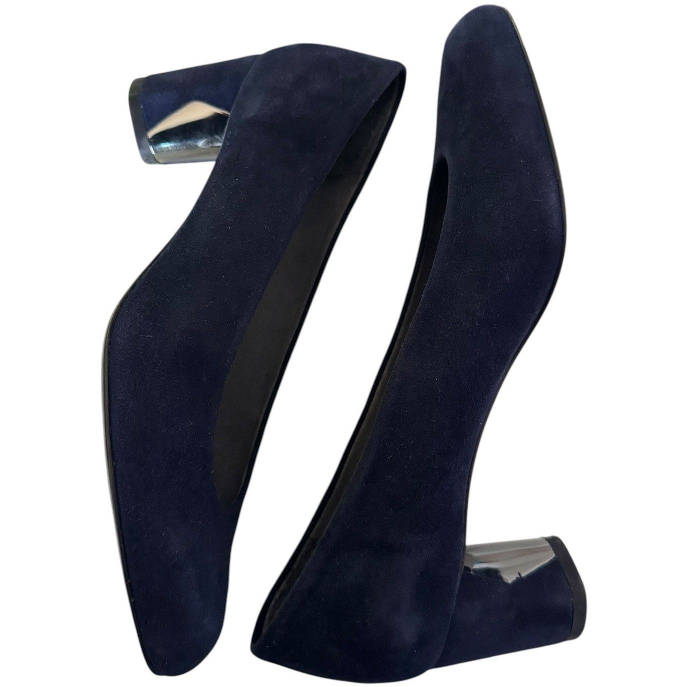 Stuart Weitzman Vtg Stuart Weitzman Navy Suede Leather Almond Toe heels 5 Size US 5 / IT 35 - 10 Thumbnail