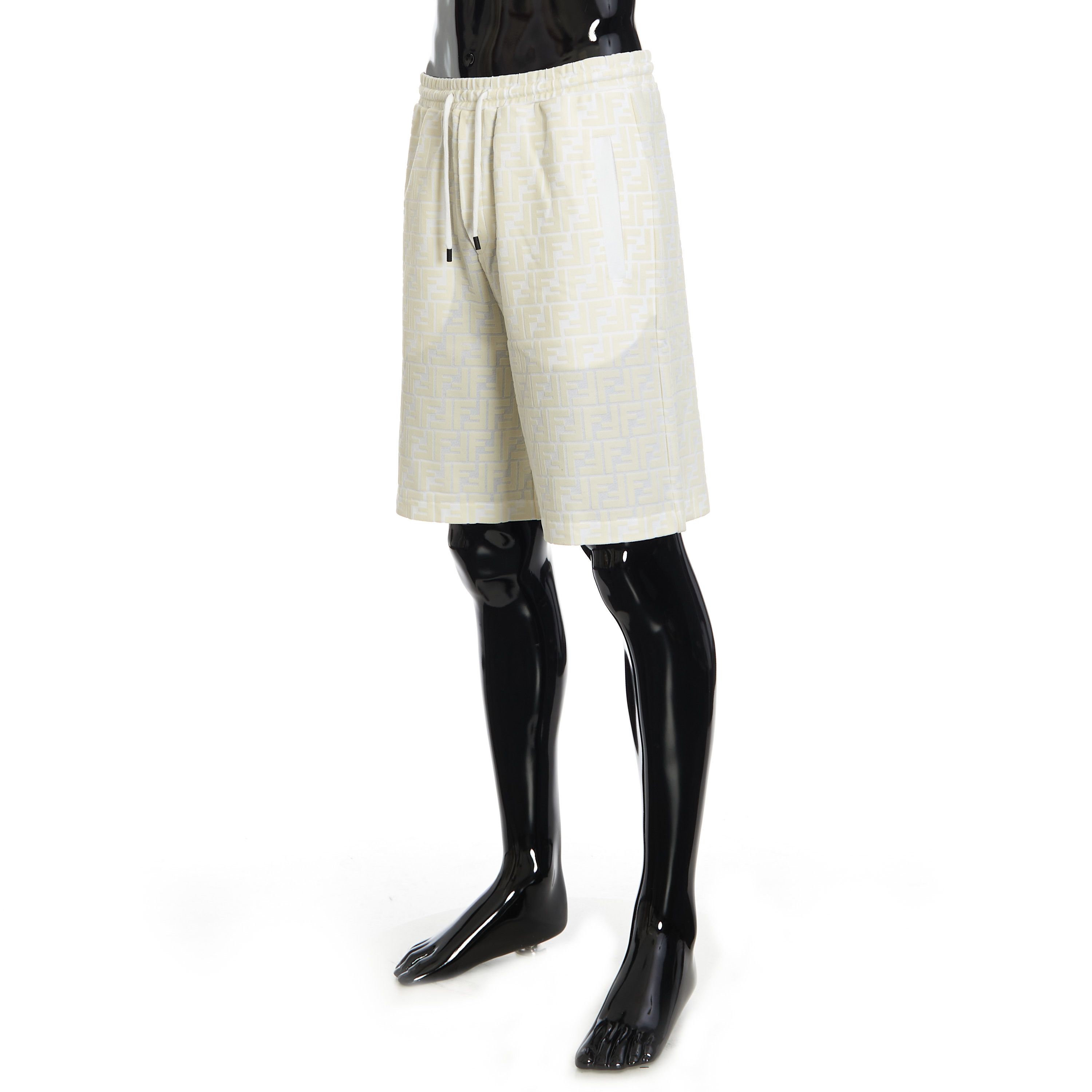 Fendi Jogging Bermuda Shorts In White Cotton With All-Over FF Logo Size US 32 / EU 48 - 2 Thumbnail