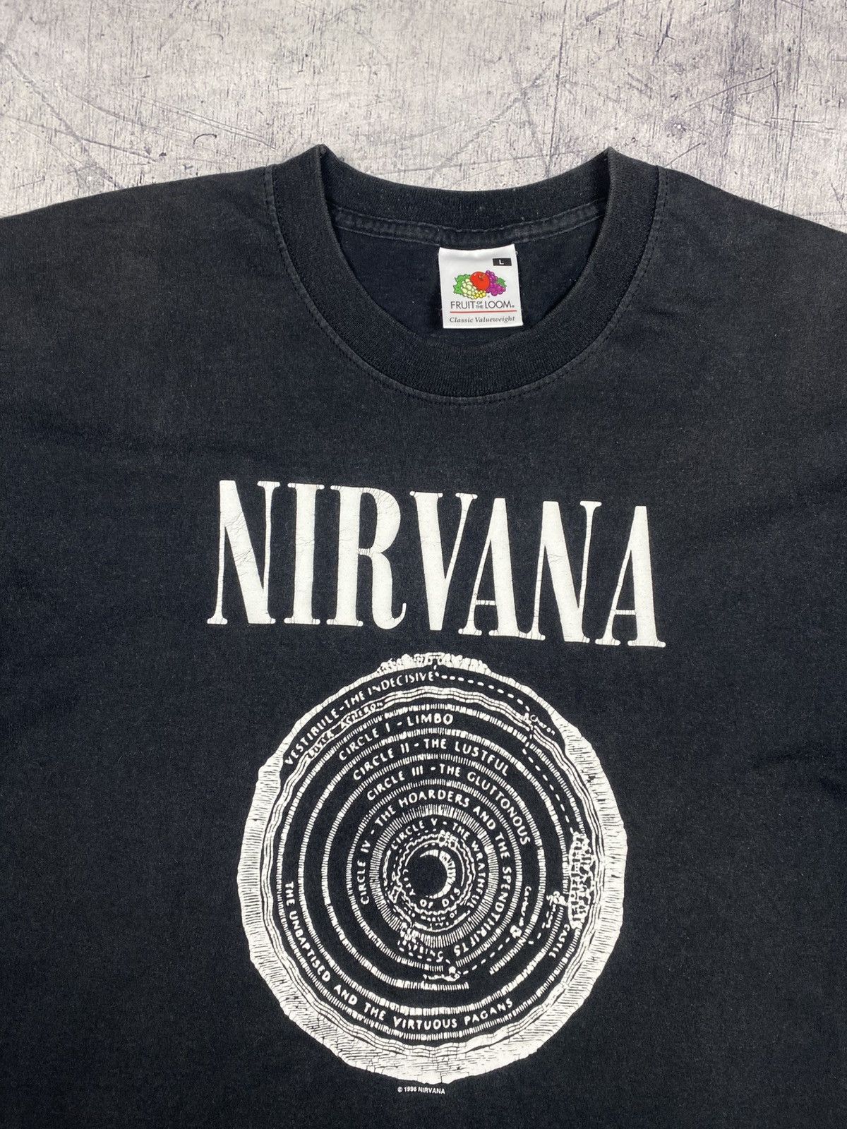 Nirvana Vintage Nirvana 1996 Dante’s Inferno Circle Graphic T-Shirt Size US L / EU 52-54 / 3 - 5 Thumbnail