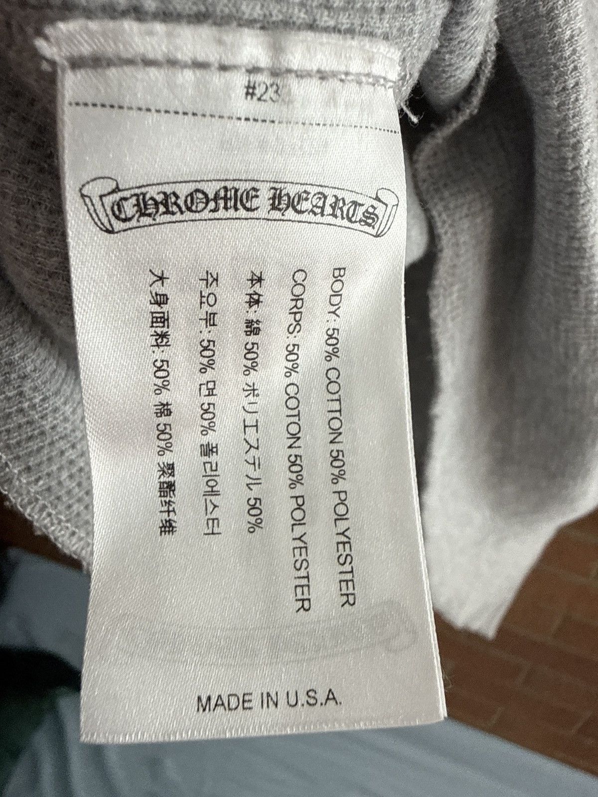 Chrome Hearts Chrome Hearts Scroll Logo Long-Sleeve Thermal T-Shirt 'Grey' Size US M / EU 48-50 / 2 - 6 Thumbnail