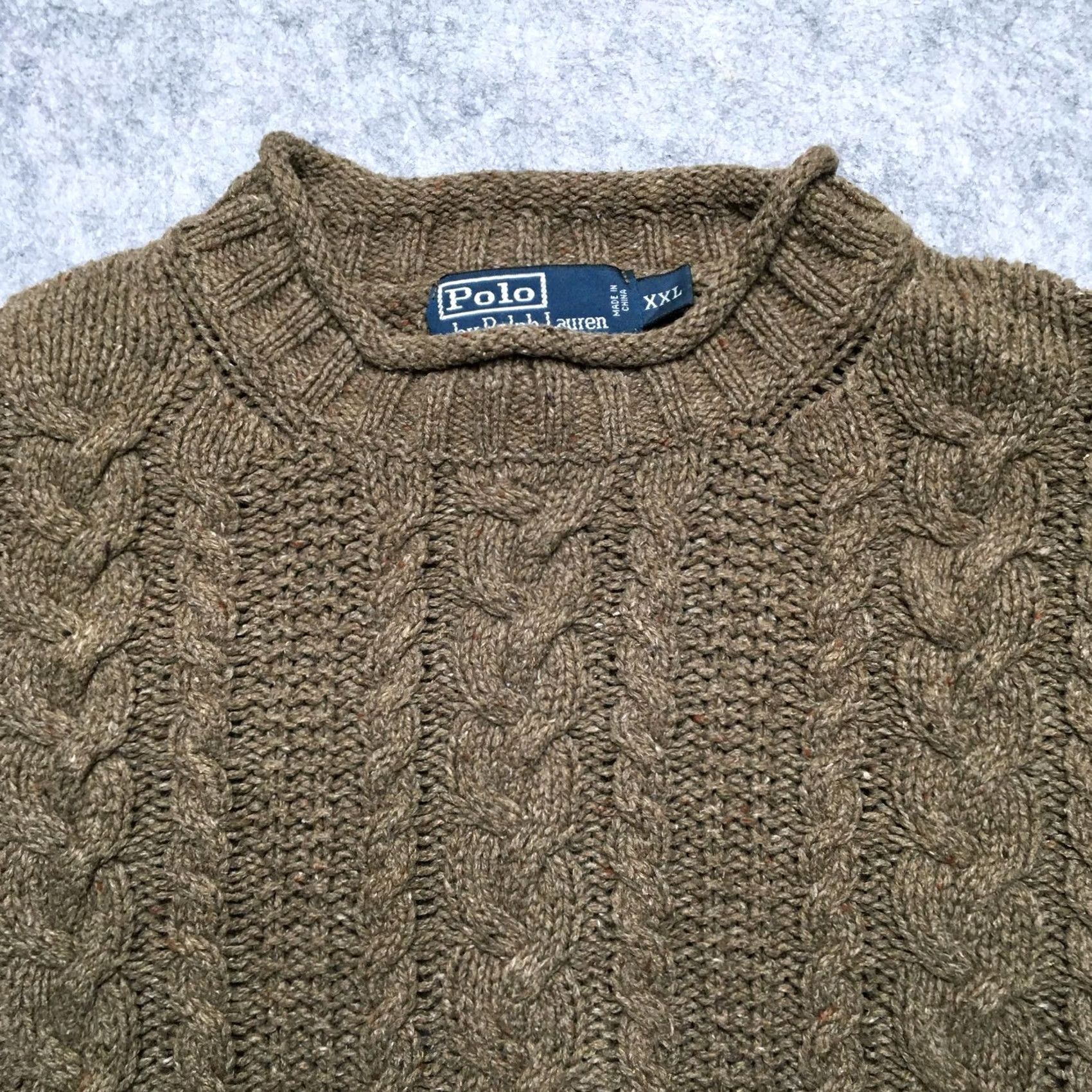Polo Ralph Lauren Polo Ralph Lauren Sweater Men's 2XL Brown Cable-Knit Crew Neck Pullover Knit Wool Blend Casual Size US XXL / EU 58 / 5 - 4 Thumbnail