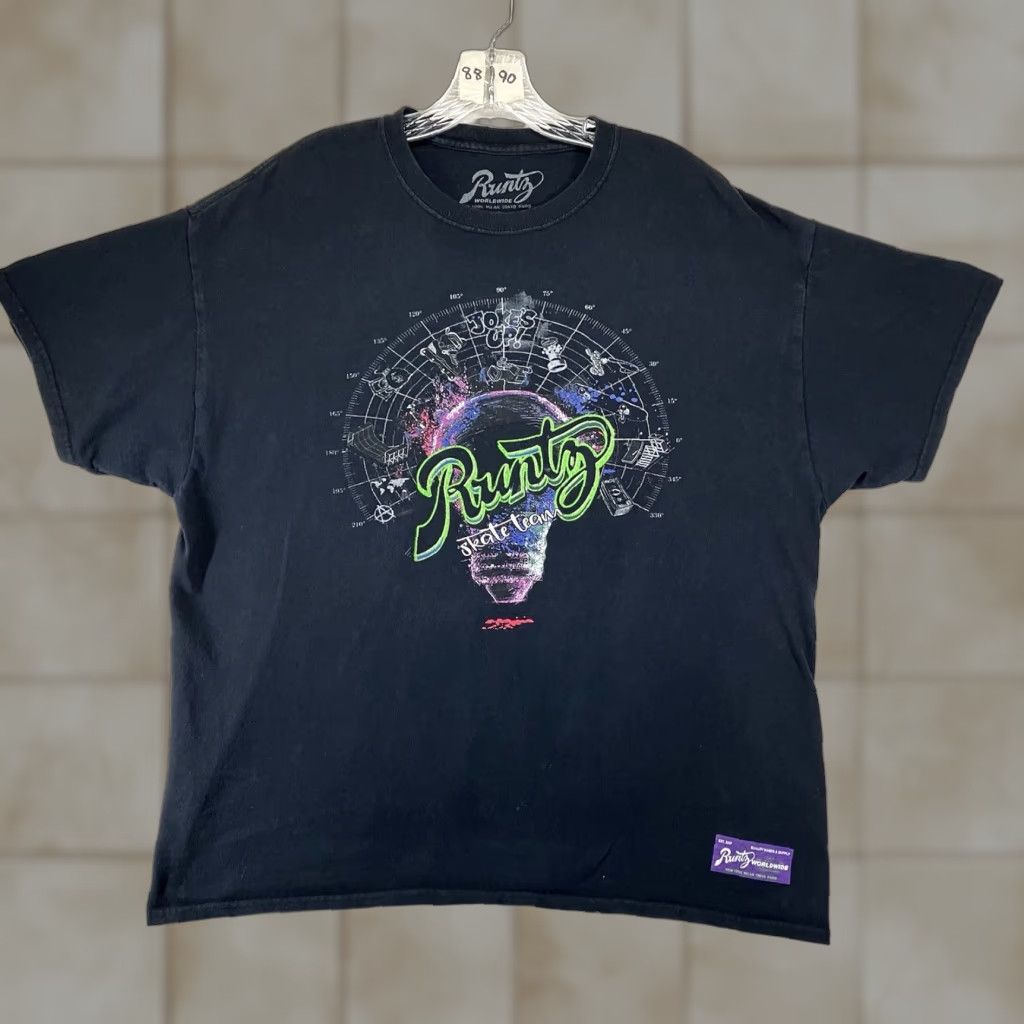 Etro Runtz Graphic T-Shirt XL Black Retro Neon Skate Team Crew Neck Mens Size US XL / EU 56 / 4 - 1 Thumbnail