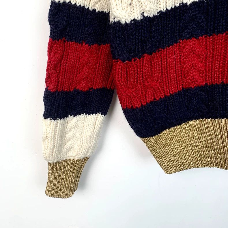 Gucci Gucci Color-blocked striped pearl buckled wool round-neck l Size US XS / EU 42 / 0 - 4 Thumbnail