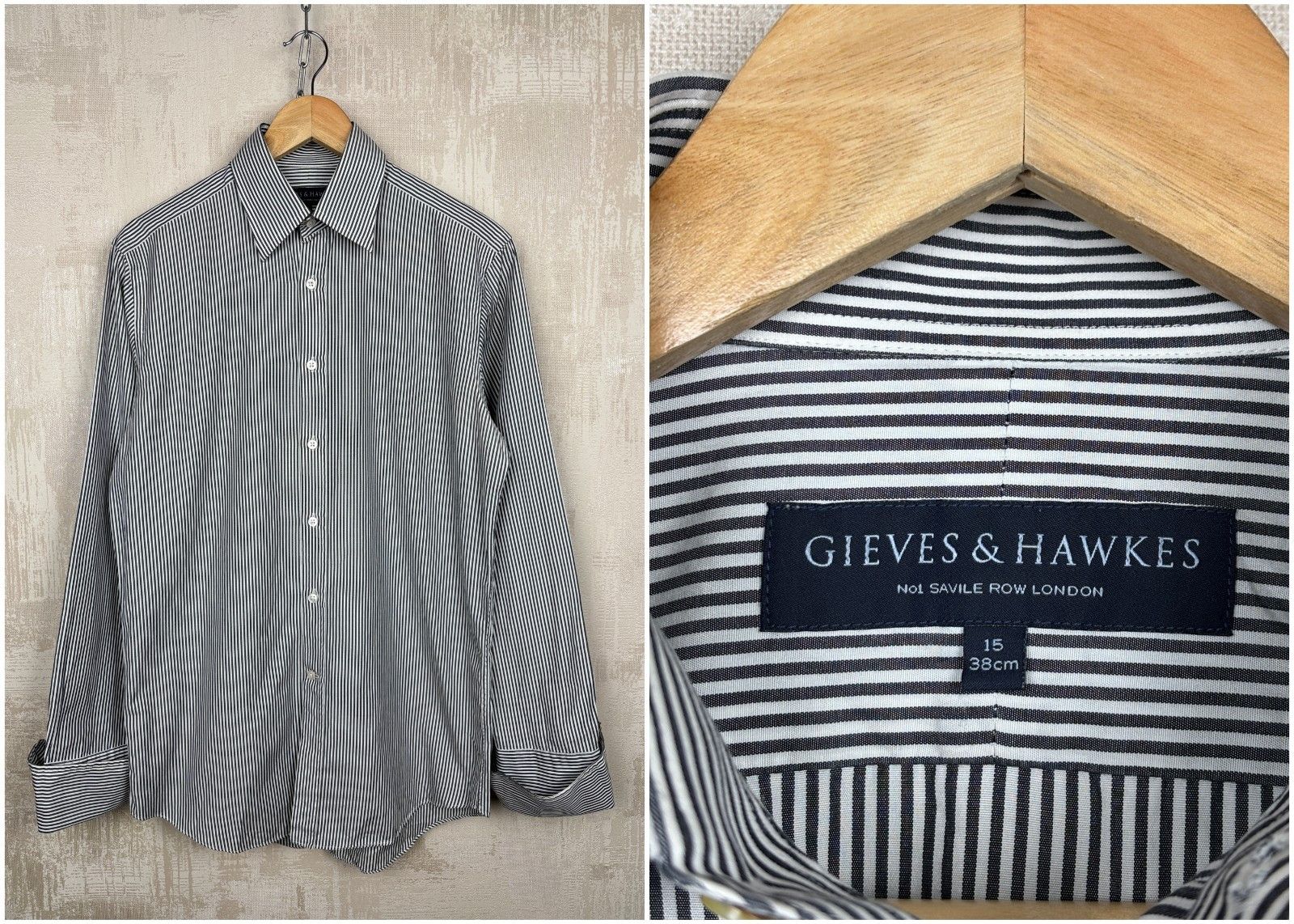 Gieves & Hawkes Gieves & Hawkes Savile Row French Cuff Striped Dress Shirt Size US S / EU 44-46 / 1 - 1 Thumbnail