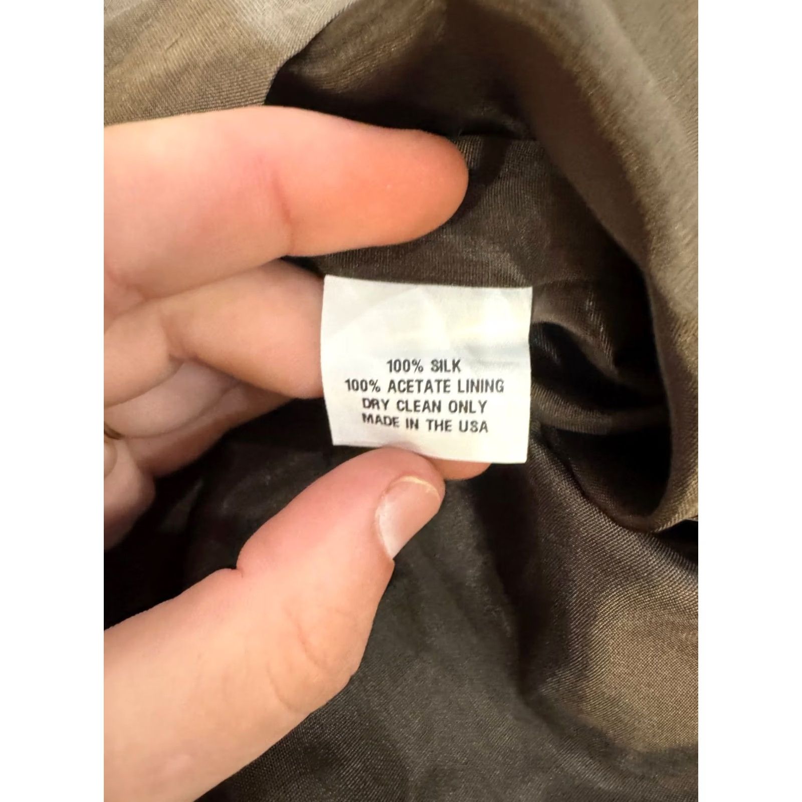 Silhouette Simple Silhouettes Dress Sleeveless V-Neck A-Line Brown 100% Silk Knee Length Sz 10 Unisex Adults Size L / US 10 / IT 46 - 6 Thumbnail