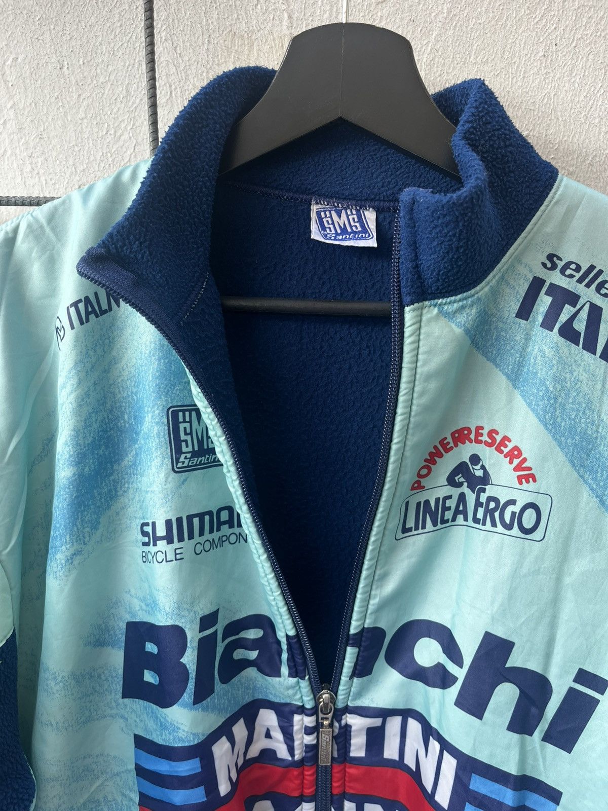 Other SMS Santini x Martini x Bianchi Vintage Fleece Bomber Jacket Size US XL / EU 56 / 4 - 5 Thumbnail