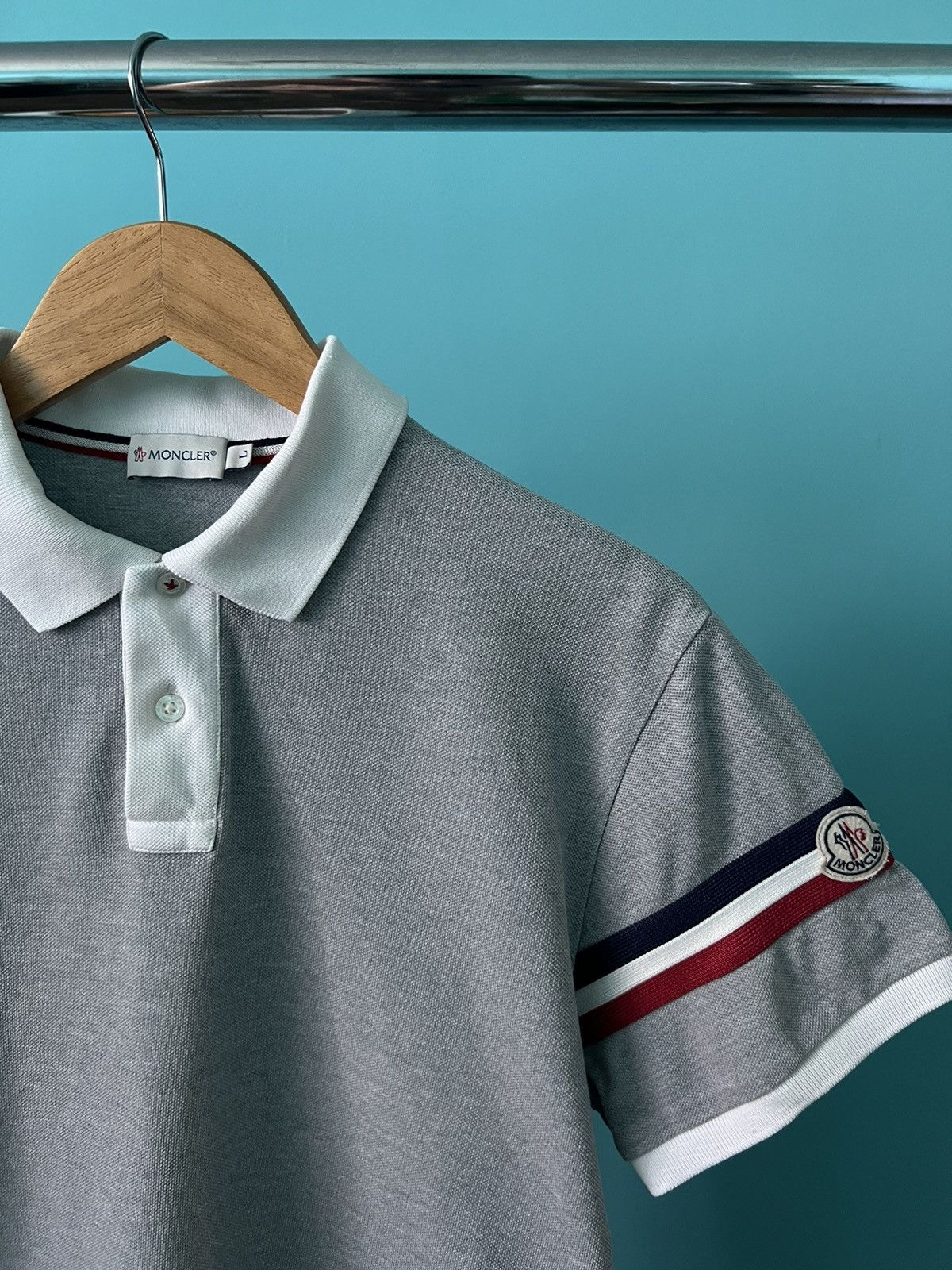 Moncler Moncler Polo T Shirt Logo Vintage Size US L / EU 52-54 / 3 - 4 Thumbnail
