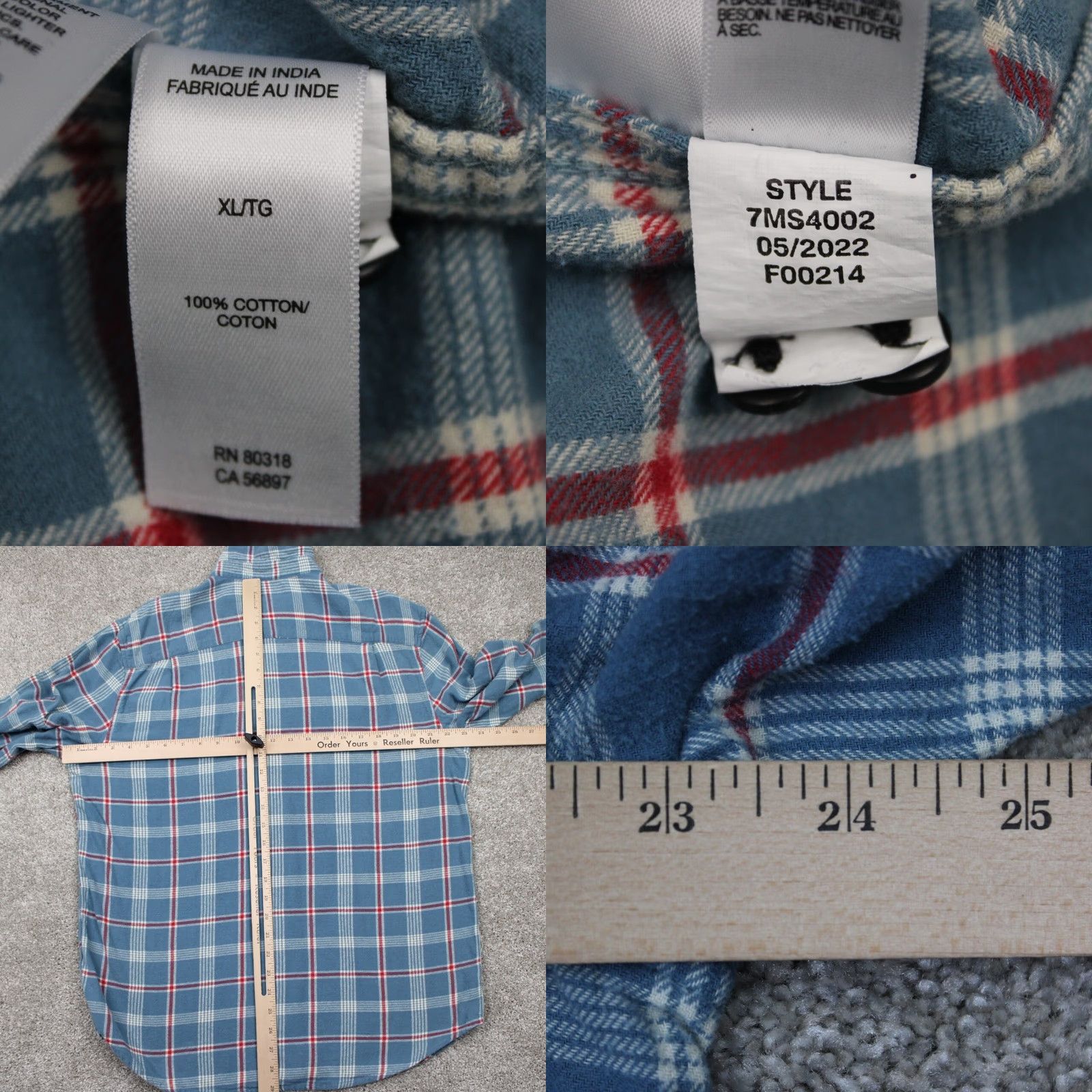Lucky Brand Lucky Brand Plaid Button-Up Shirt Mens XL Blue/Red Flannel Classic Fit L/S Button-Up Size US XL / EU 56 / 4 - 8 Thumbnail